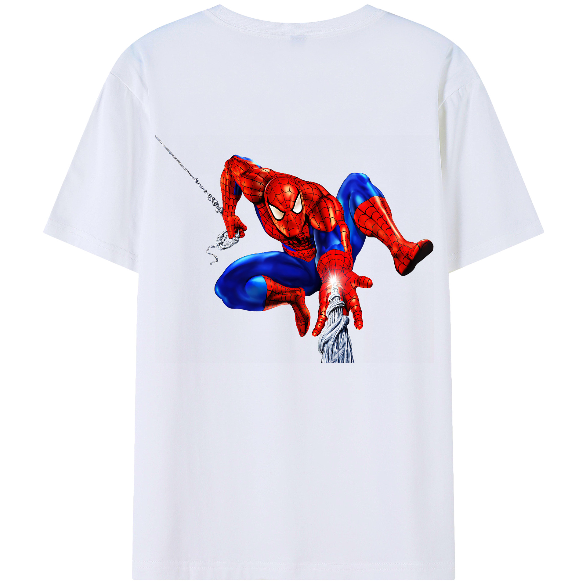（画像用） Spider Man スパイダーマン 綿100％ メンズ半袖Tシャツ（バックプリント） 通気性