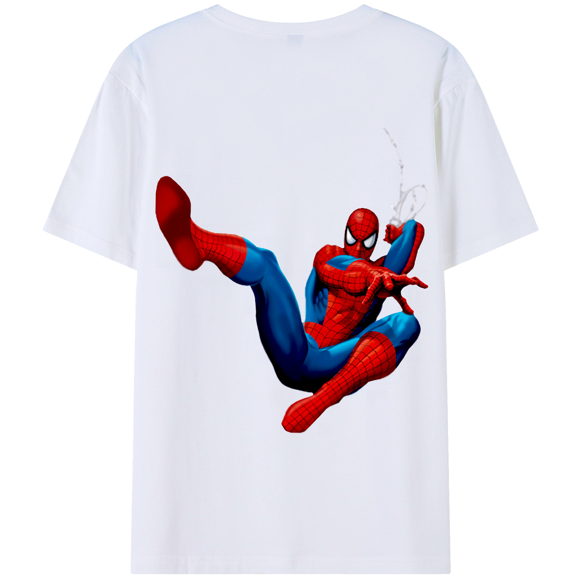 （画像用） Spider Man スパイダーマン 綿100％ メンズ半袖Tシャツ（バックプリント） 通気性