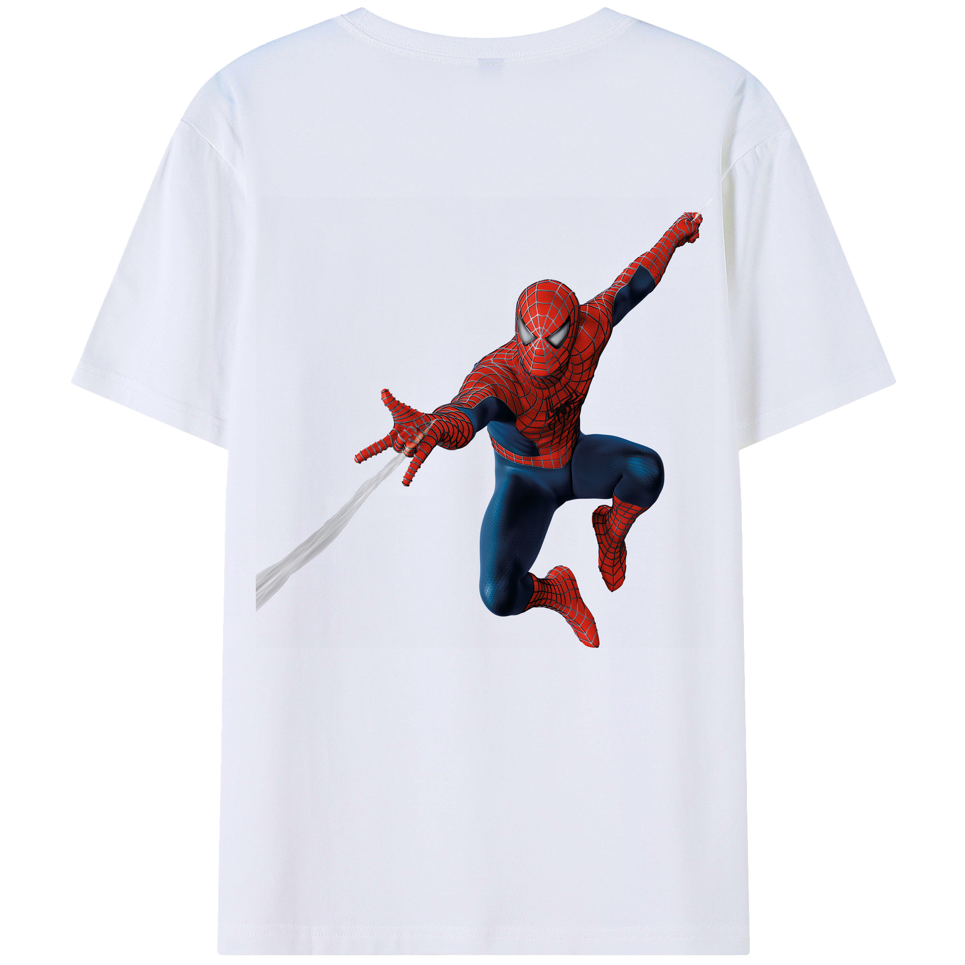 （画像用） Spider Man スパイダーマン 綿100％ メンズ半袖Tシャツ（バックプリント） 通気性
