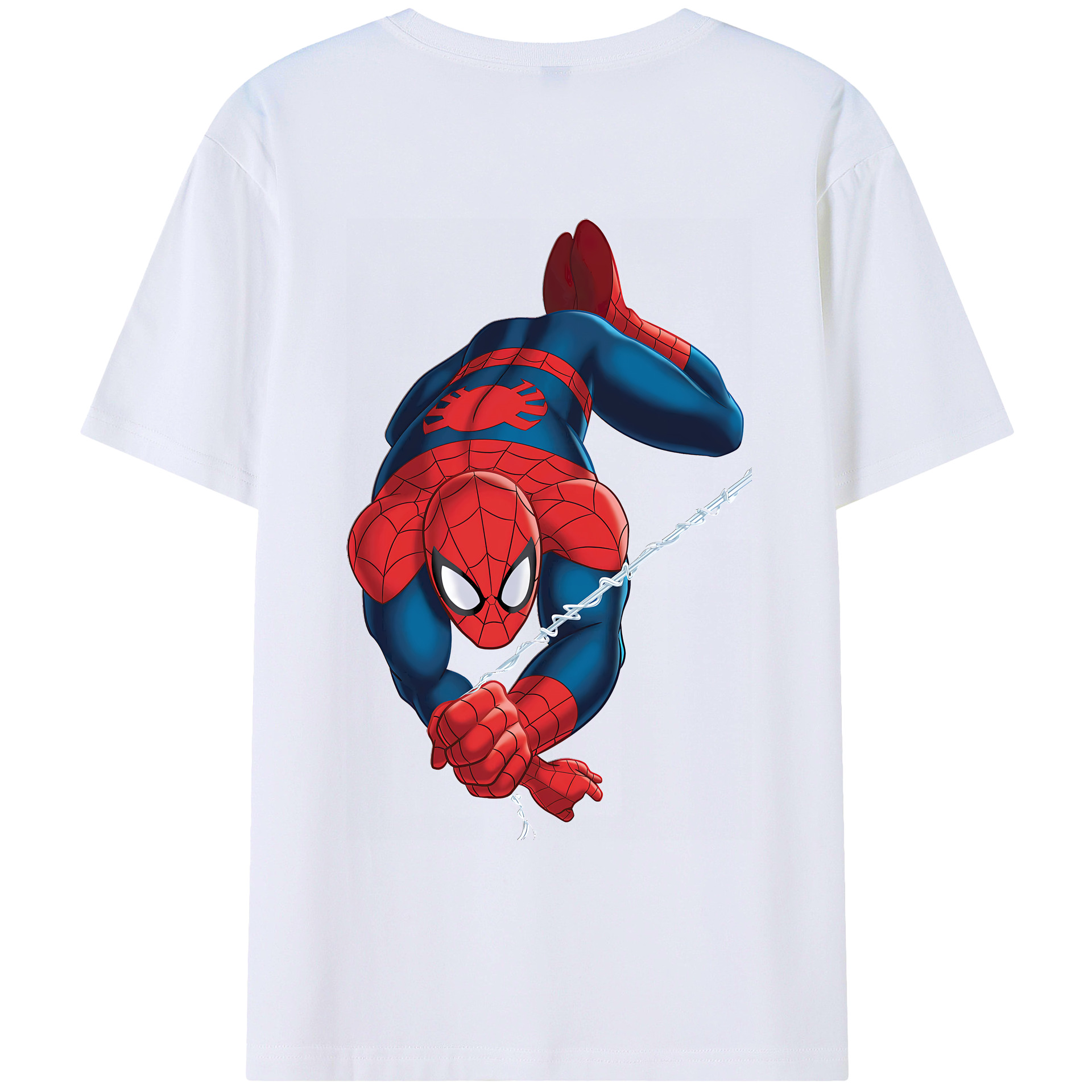 （画像用） Spider Man スパイダーマン 綿100％ メンズ半袖Tシャツ（バックプリント） 通気性