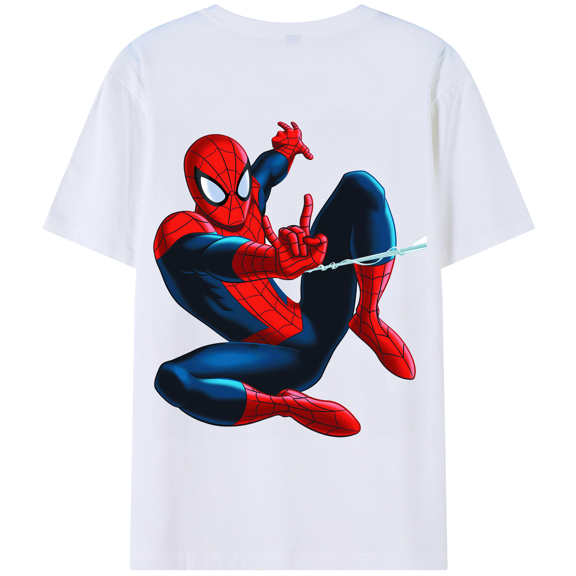 （画像用） Spider Man スパイダーマン 綿100％ メンズ半袖Tシャツ（バックプリント） 通気性