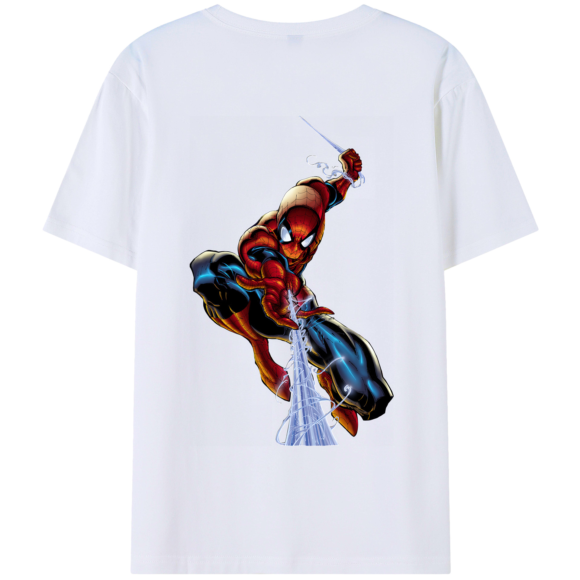 （画像用） Spider Man スパイダーマン 綿100％ メンズ半袖Tシャツ（バックプリント） 通気性