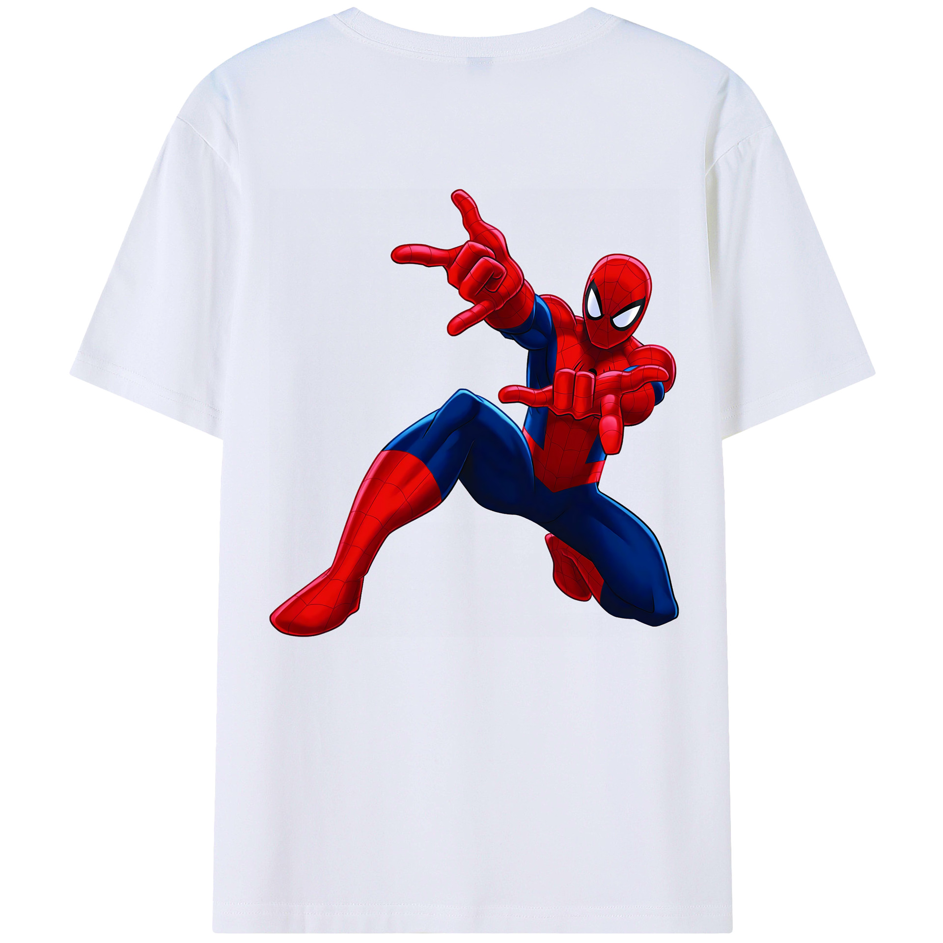 （画像用） Spider Man スパイダーマン 綿100％ メンズ半袖Tシャツ（バックプリント） 通気性