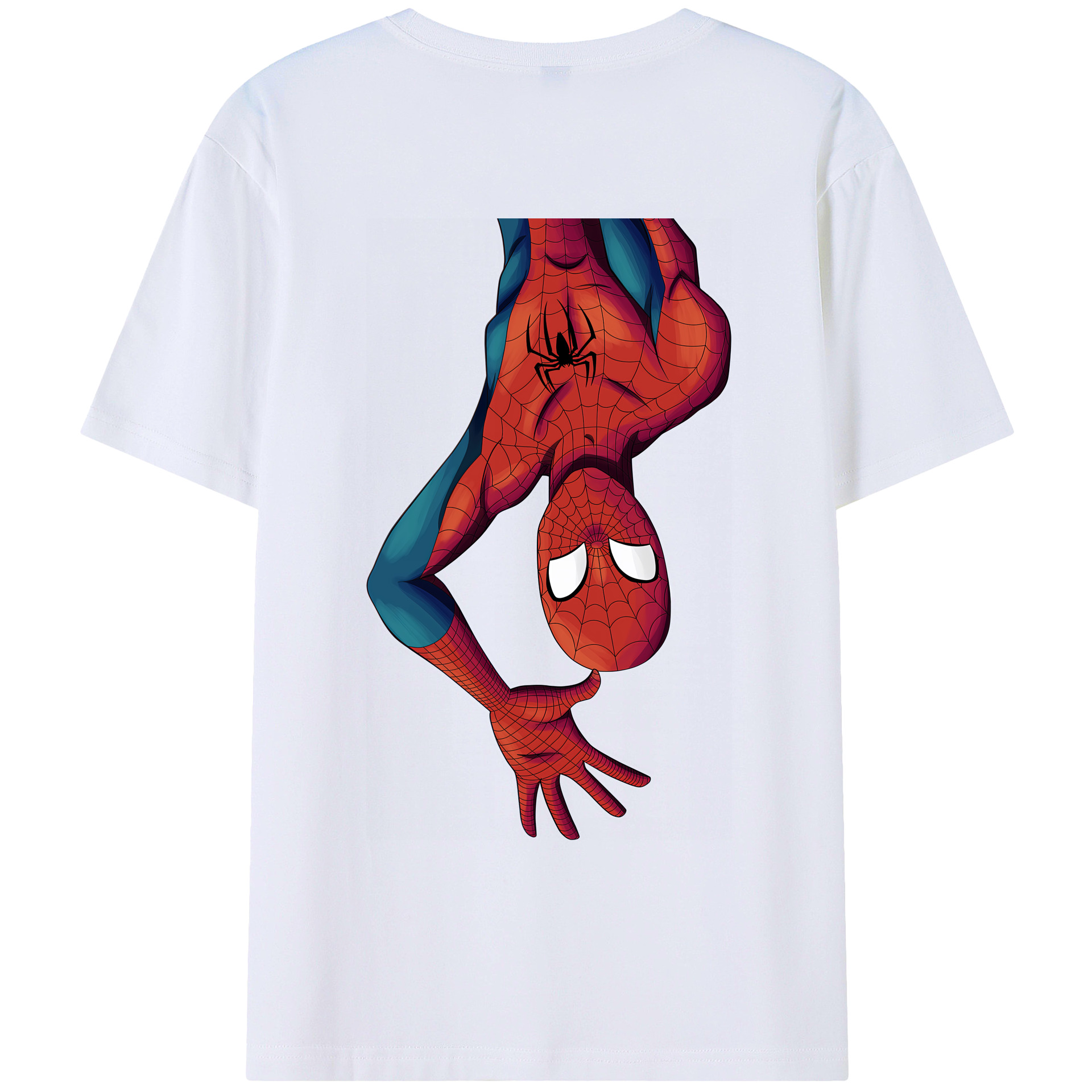 （画像用） Spider Man スパイダーマン 綿100％ メンズ半袖Tシャツ（バックプリント） 通気性