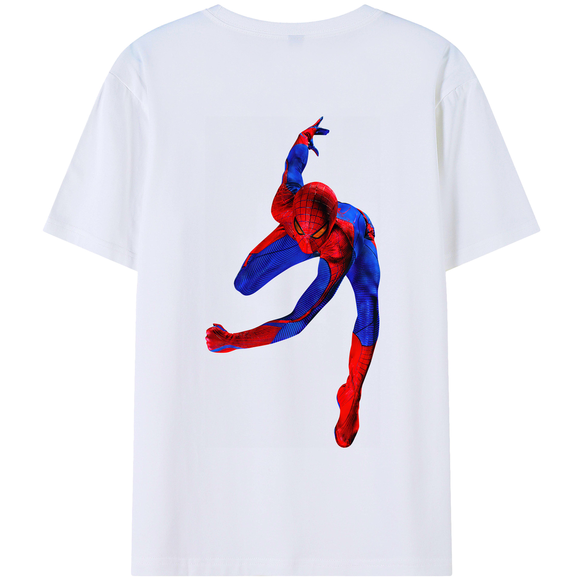 （画像用） Spider Man スパイダーマン 綿100％ メンズ半袖Tシャツ（バックプリント） 通気性