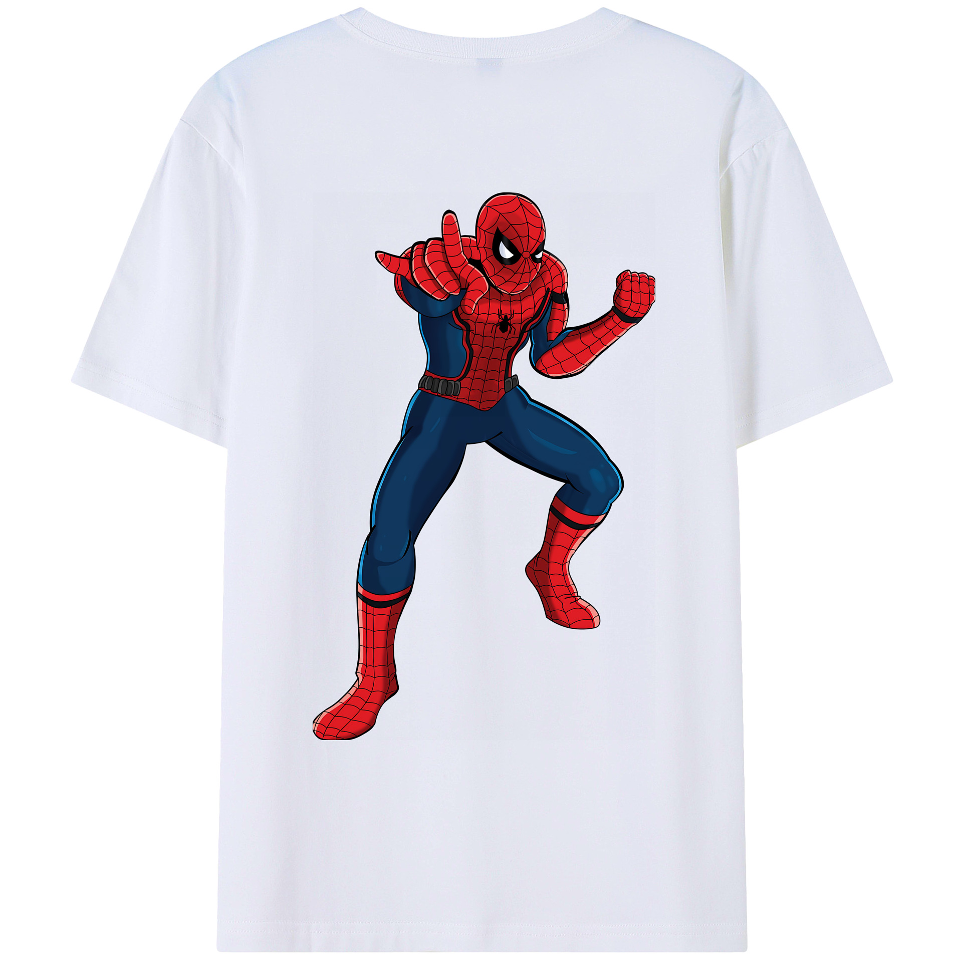 （画像用） Spider Man スパイダーマン 綿100％ メンズ半袖Tシャツ（バックプリント） 通気性