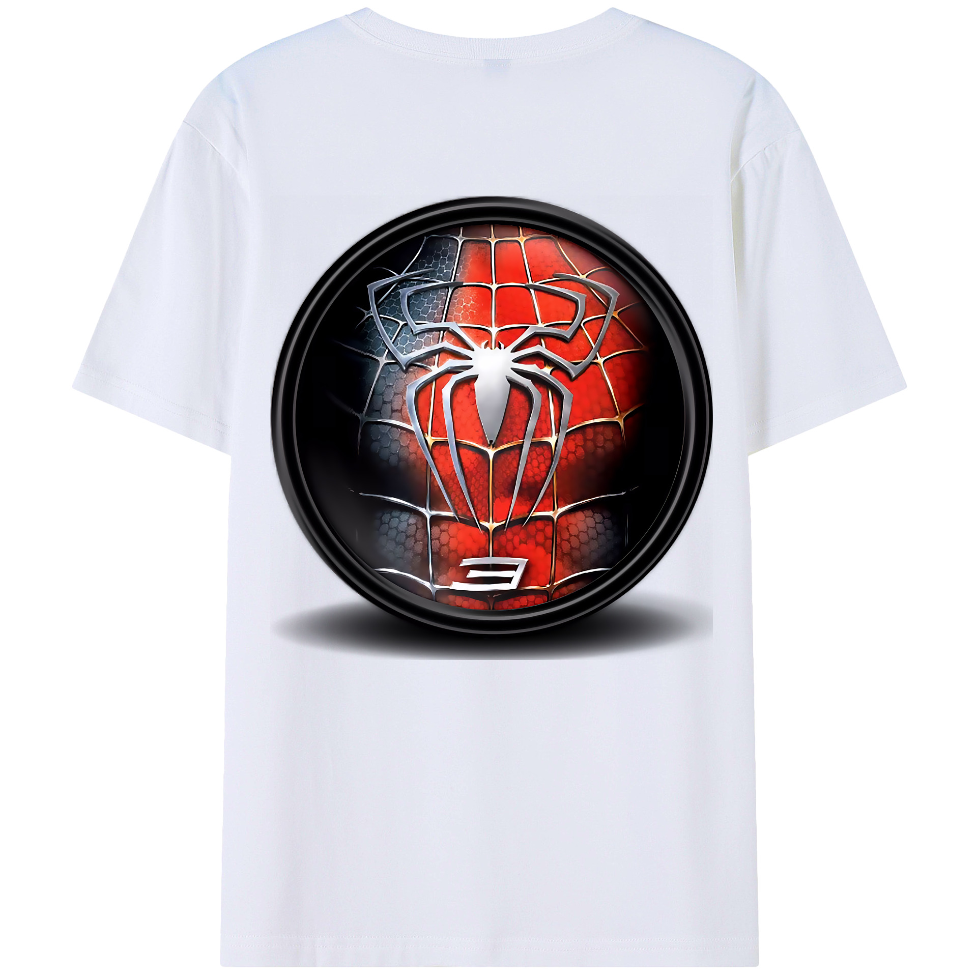 （画像用） Spider Man スパイダーマン 綿100％ メンズ半袖Tシャツ（バックプリント） 通気性