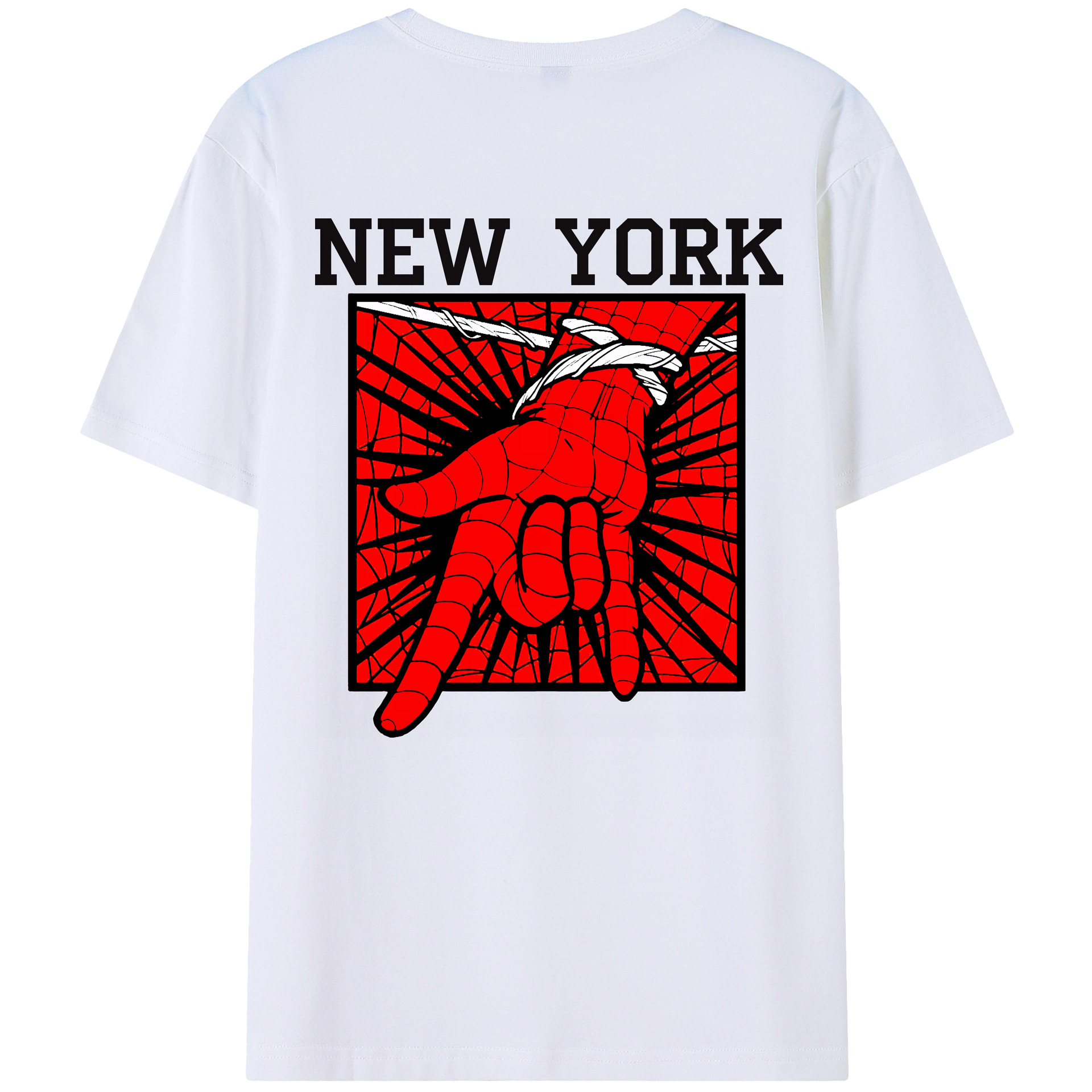 （画像用） Spider Man スパイダーマン 綿100％ メンズ半袖Tシャツ（バックプリント） 通気性
