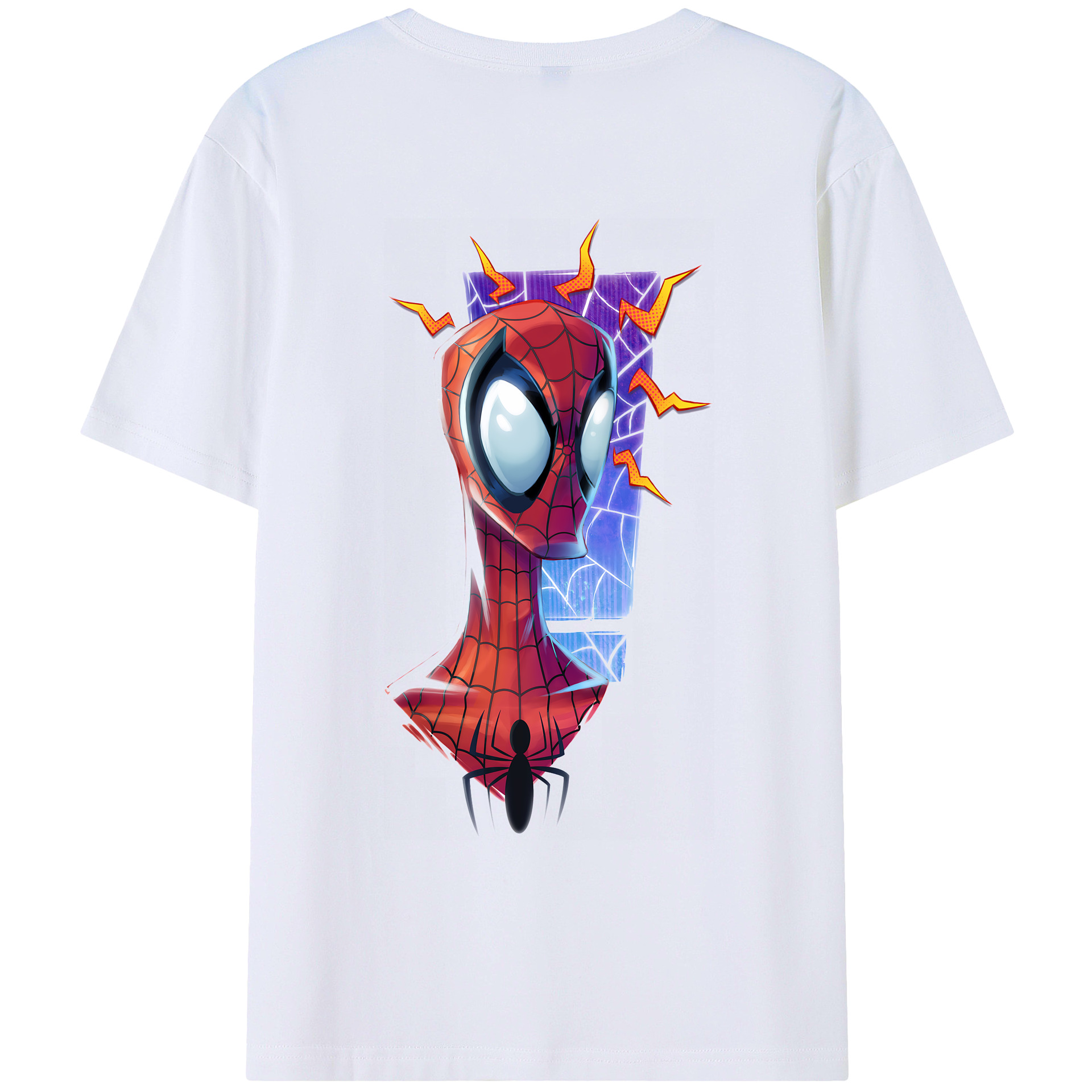 （画像用） Spider Man スパイダーマン 綿100％ メンズ半袖Tシャツ（バックプリント） 通気性