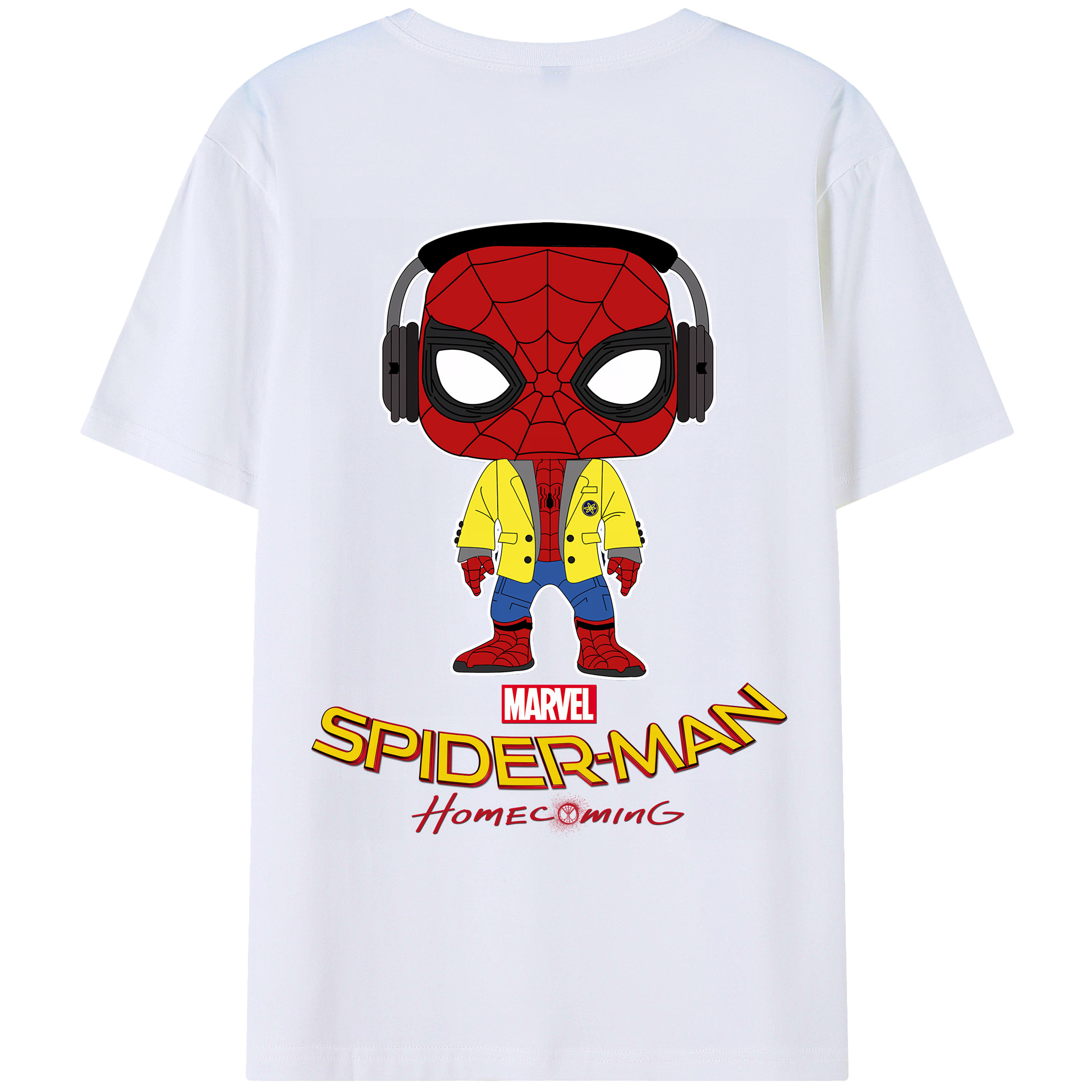 （画像用） Spider Man スパイダーマン 綿100％ メンズ半袖Tシャツ（バックプリント） 通気性