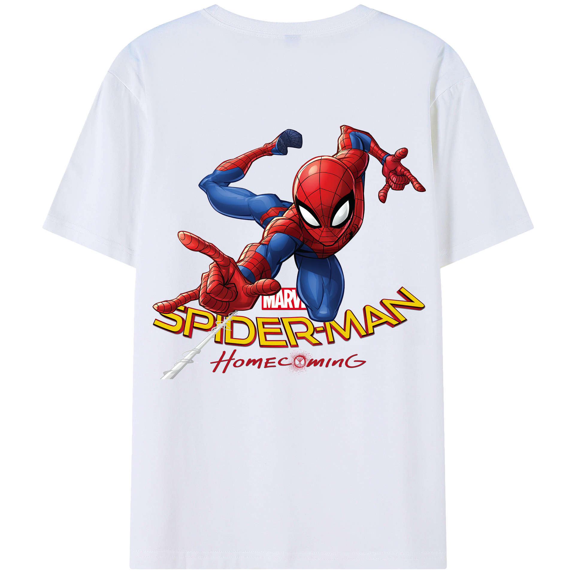 （画像用） Spider Man スパイダーマン 綿100％ メンズ半袖Tシャツ（バックプリント） 通気性