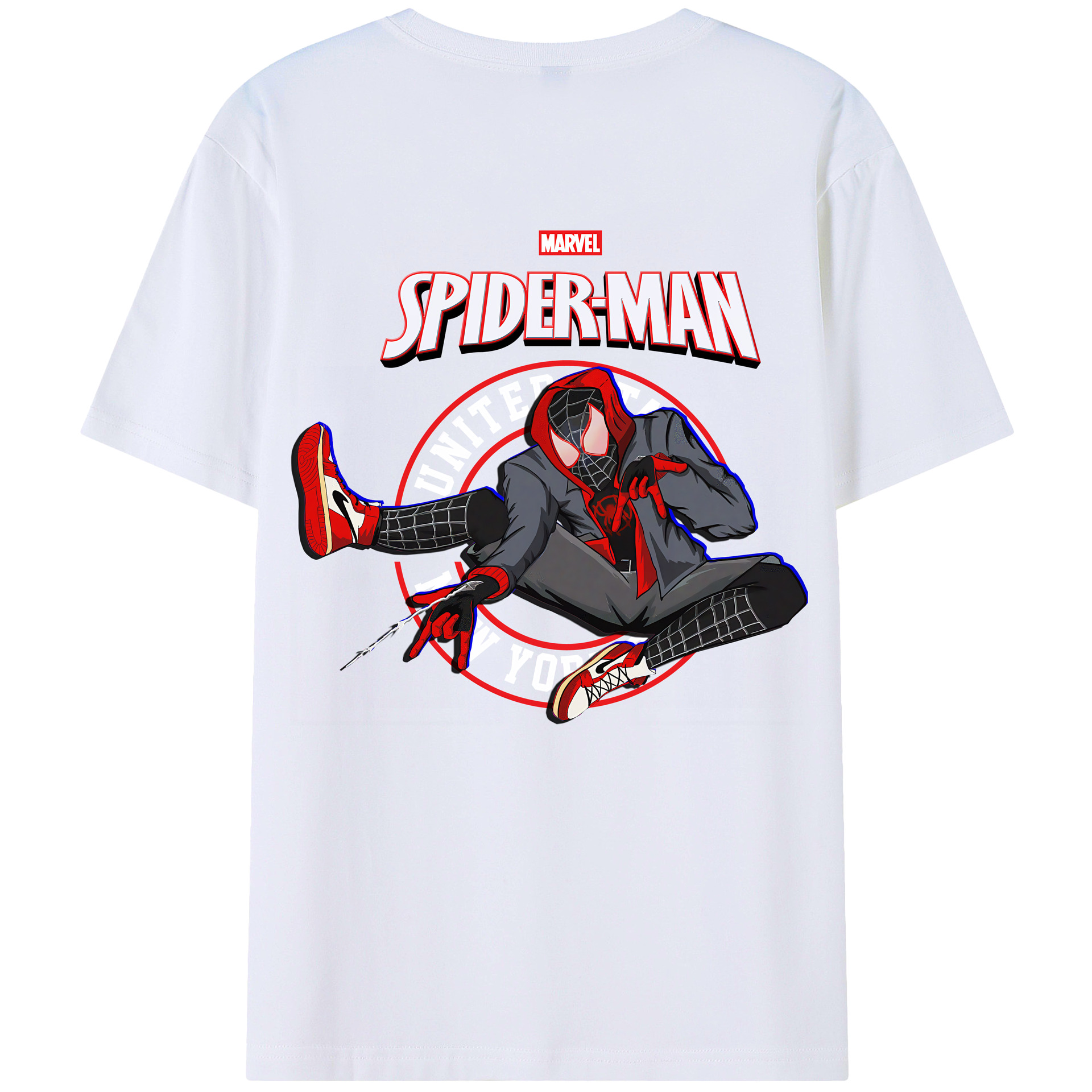 （画像用） Spider Man スパイダーマン 綿100％ メンズ半袖Tシャツ（バックプリント） 通気性