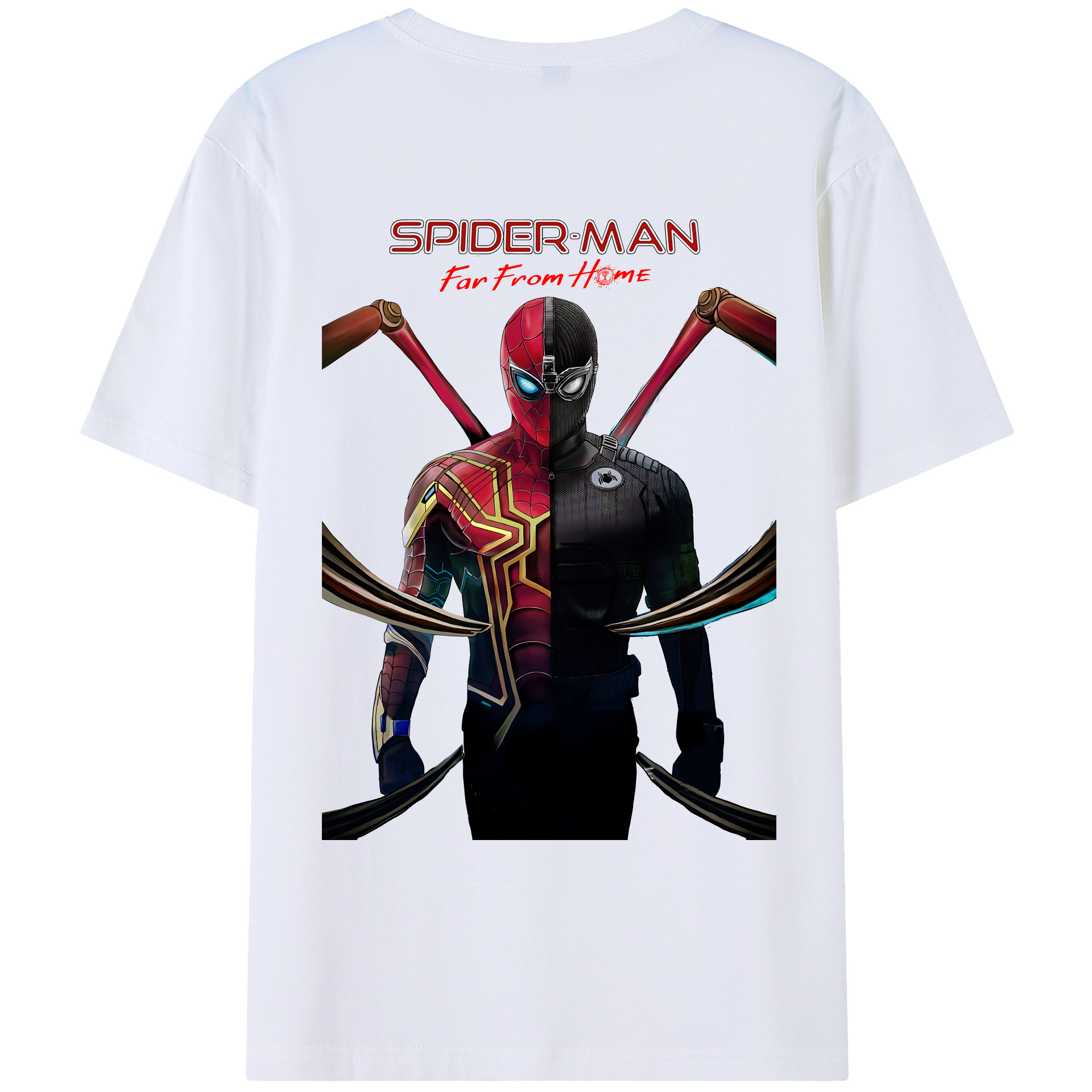 （画像用） Spider Man スパイダーマン 綿100％ メンズ半袖Tシャツ（バックプリント） 通気性