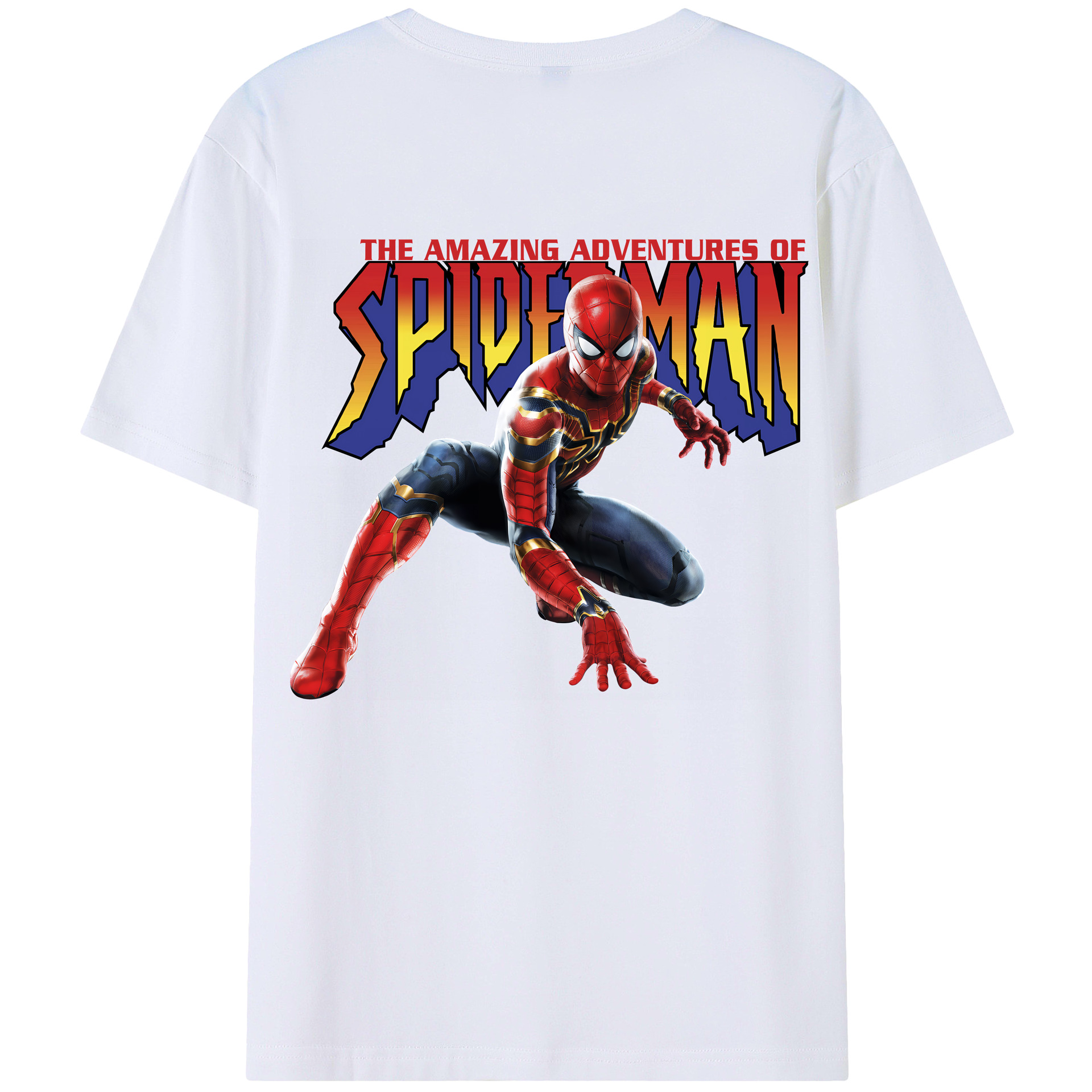 （画像用） Spider Man スパイダーマン 綿100％ メンズ半袖Tシャツ（バックプリント） 通気性