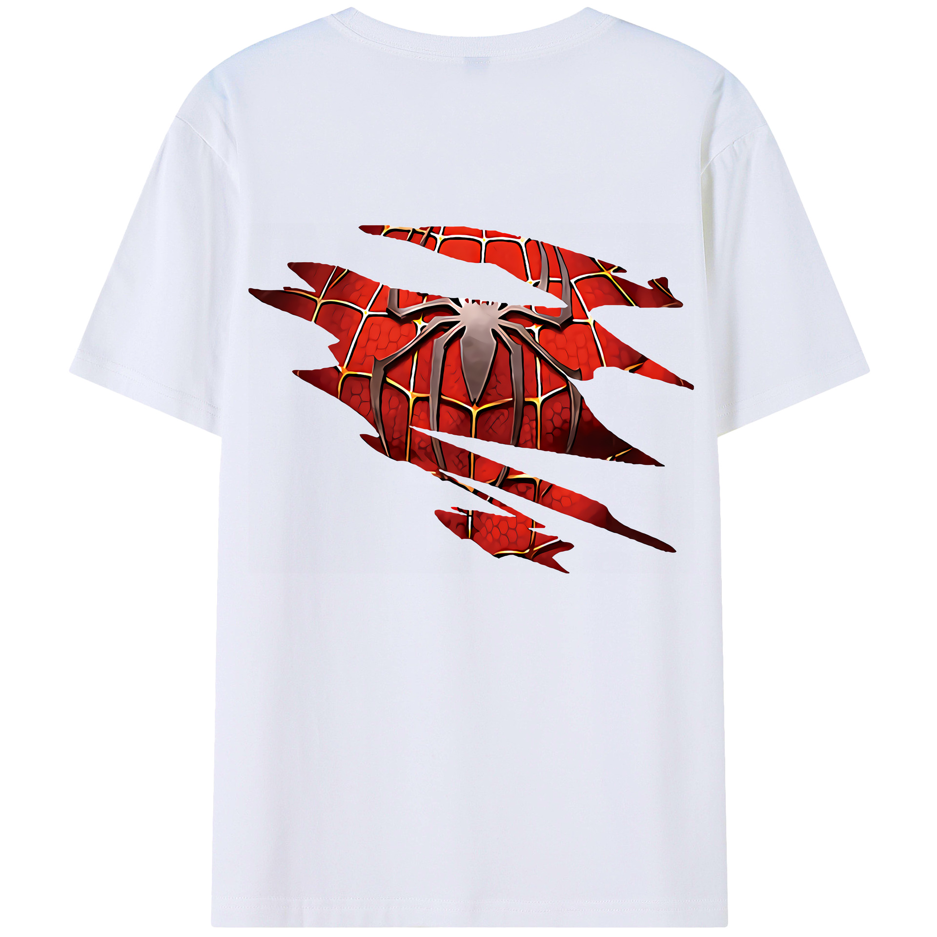 （画像用） Spider Man スパイダーマン 綿100％ メンズ半袖Tシャツ（バックプリント） 通気性