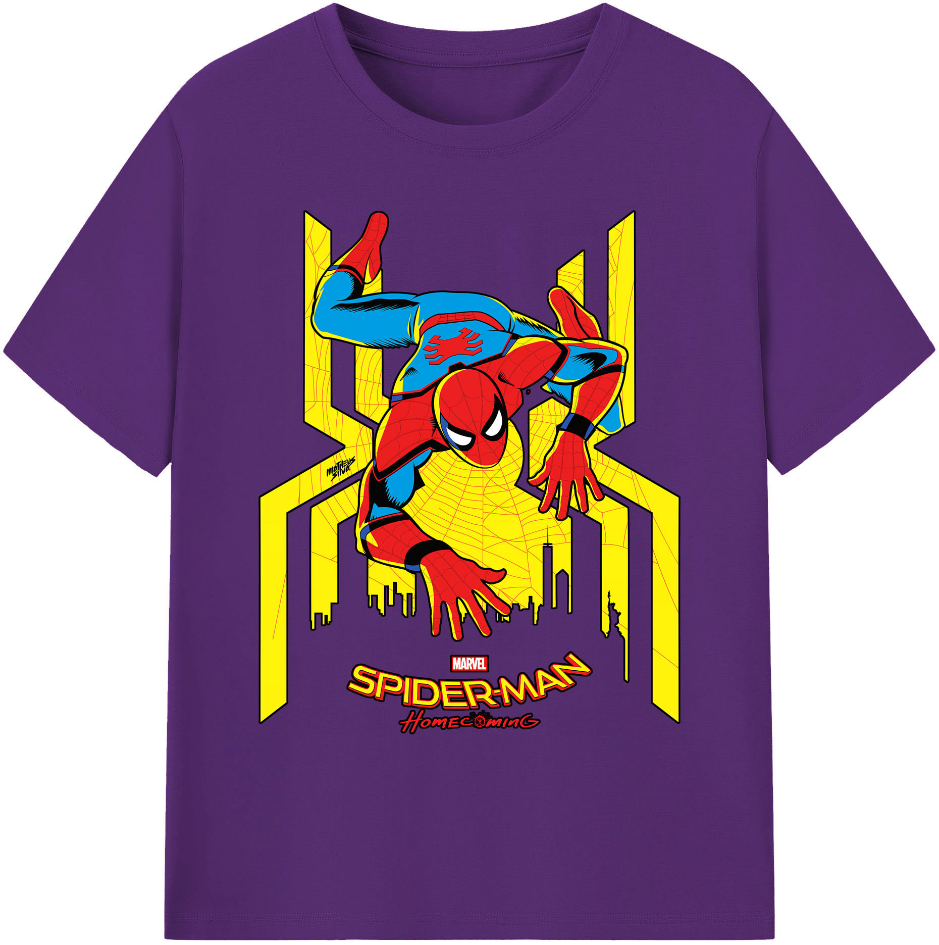 （画像用） Spider Man スパイダーマン 綿100％ メンズ半袖Tシャツ｜肌触りやわらか＆通気性