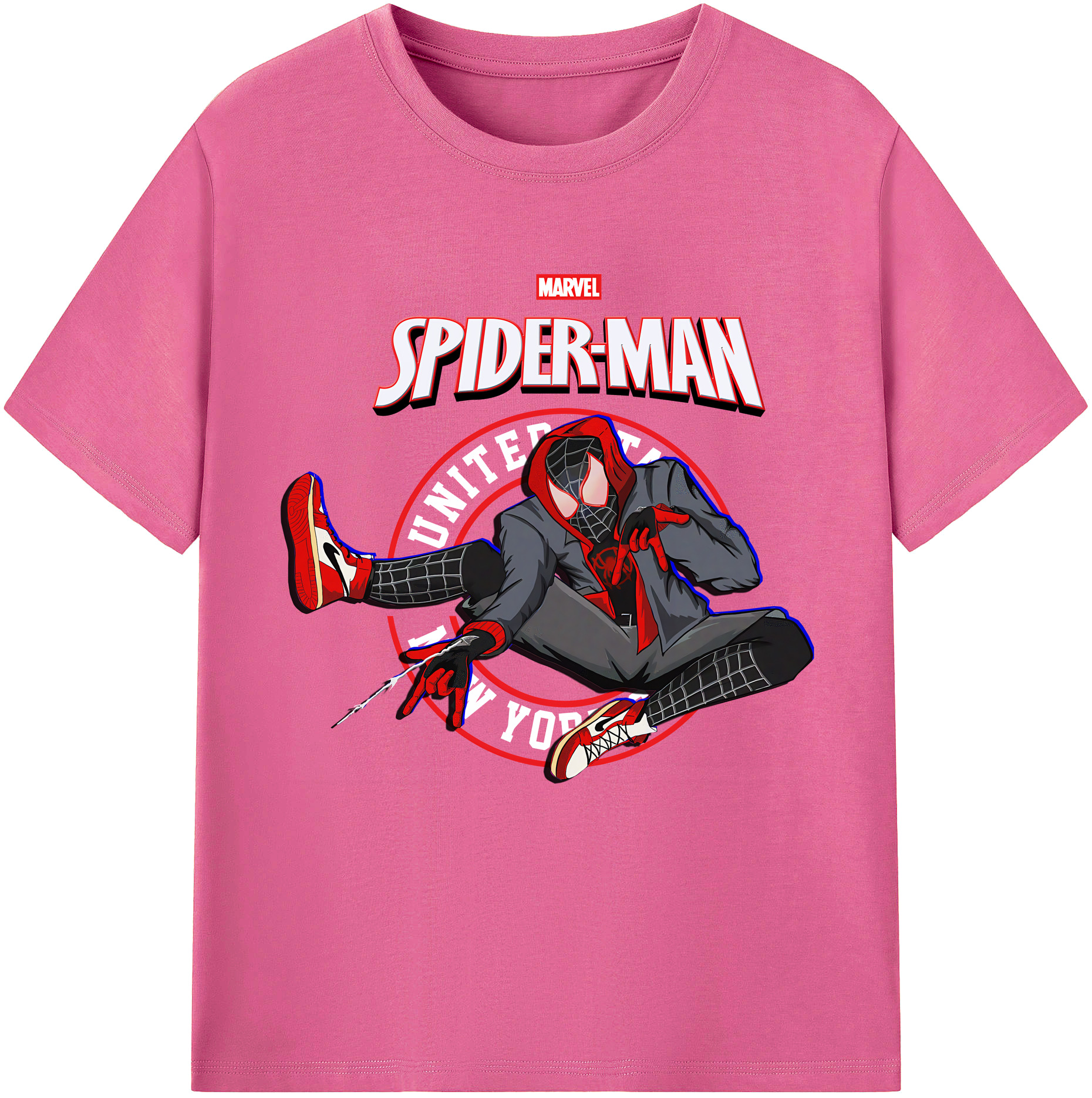 （画像用） Spider Man スパイダーマン レディースカジュアルプリントTシャツ（綿100％）