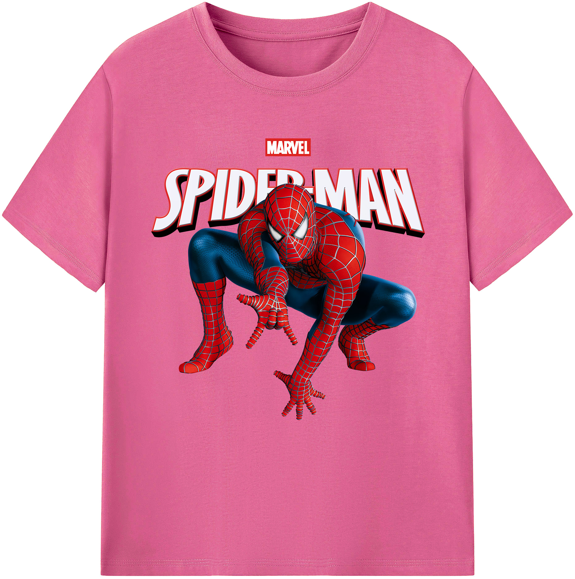 （画像用） Spider Man スパイダーマン レディースカジュアルプリントTシャツ（綿100％）