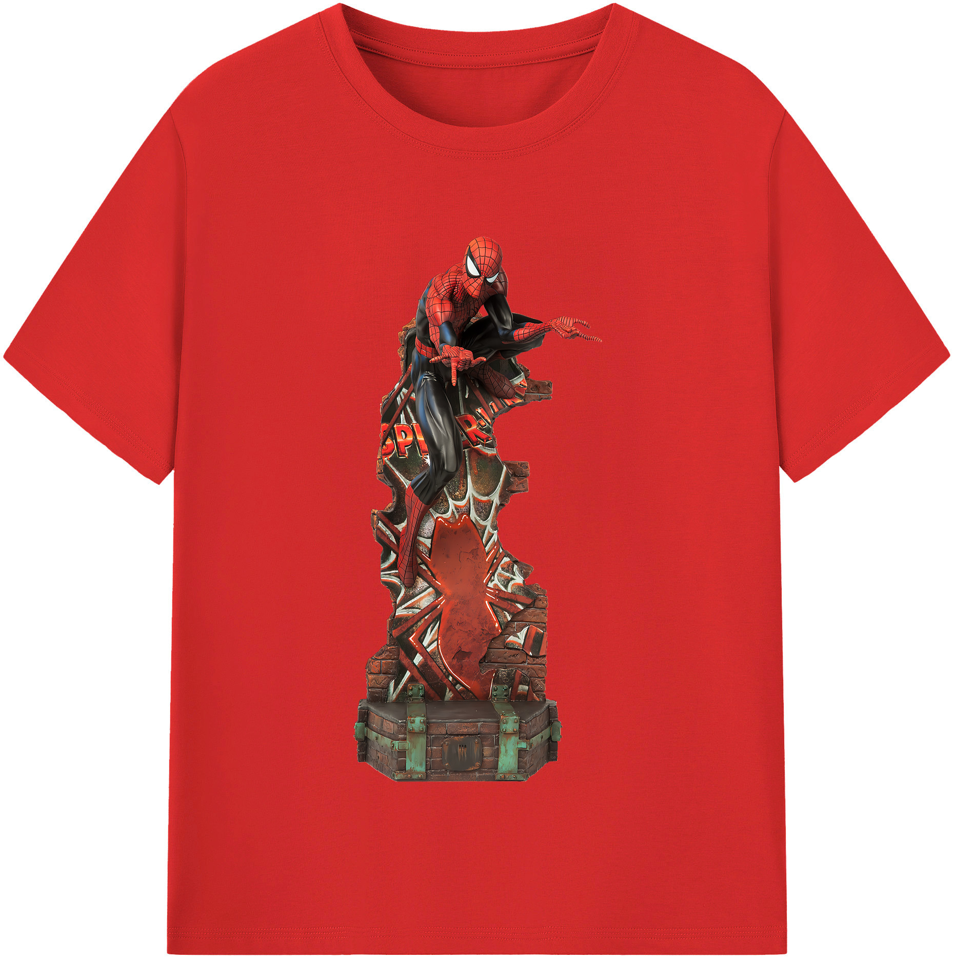 （画像用） Spider Man スパイダーマン レディースカジュアルプリントTシャツ（綿100％）