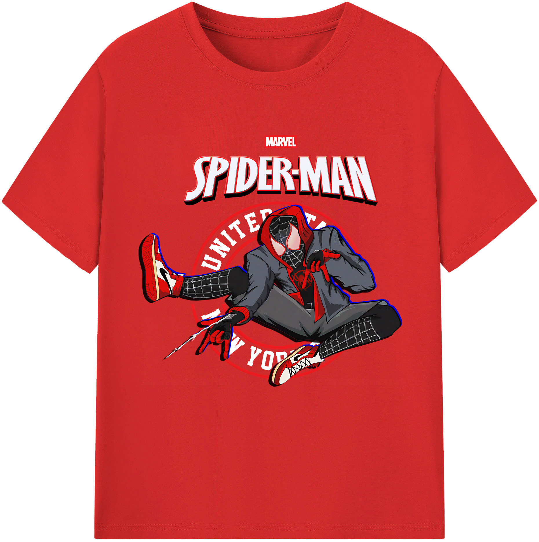 （画像用） Spider Man スパイダーマン レディースカジュアルプリントTシャツ（綿100％）