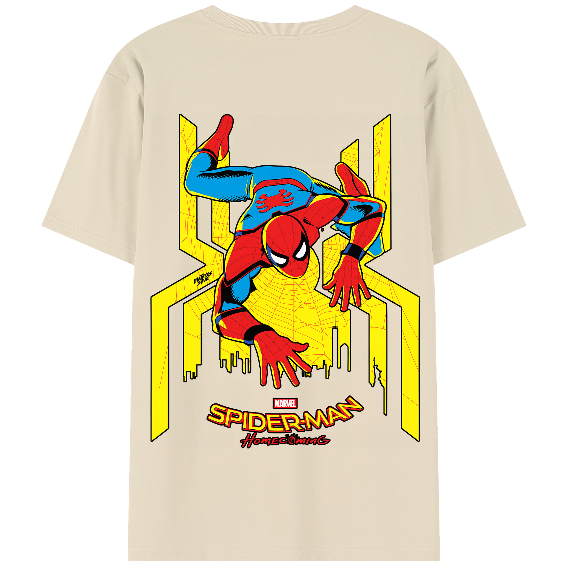 （画像用） Spider Man スパイダーマン 綿100％半袖Tシャツ（背面プリント）