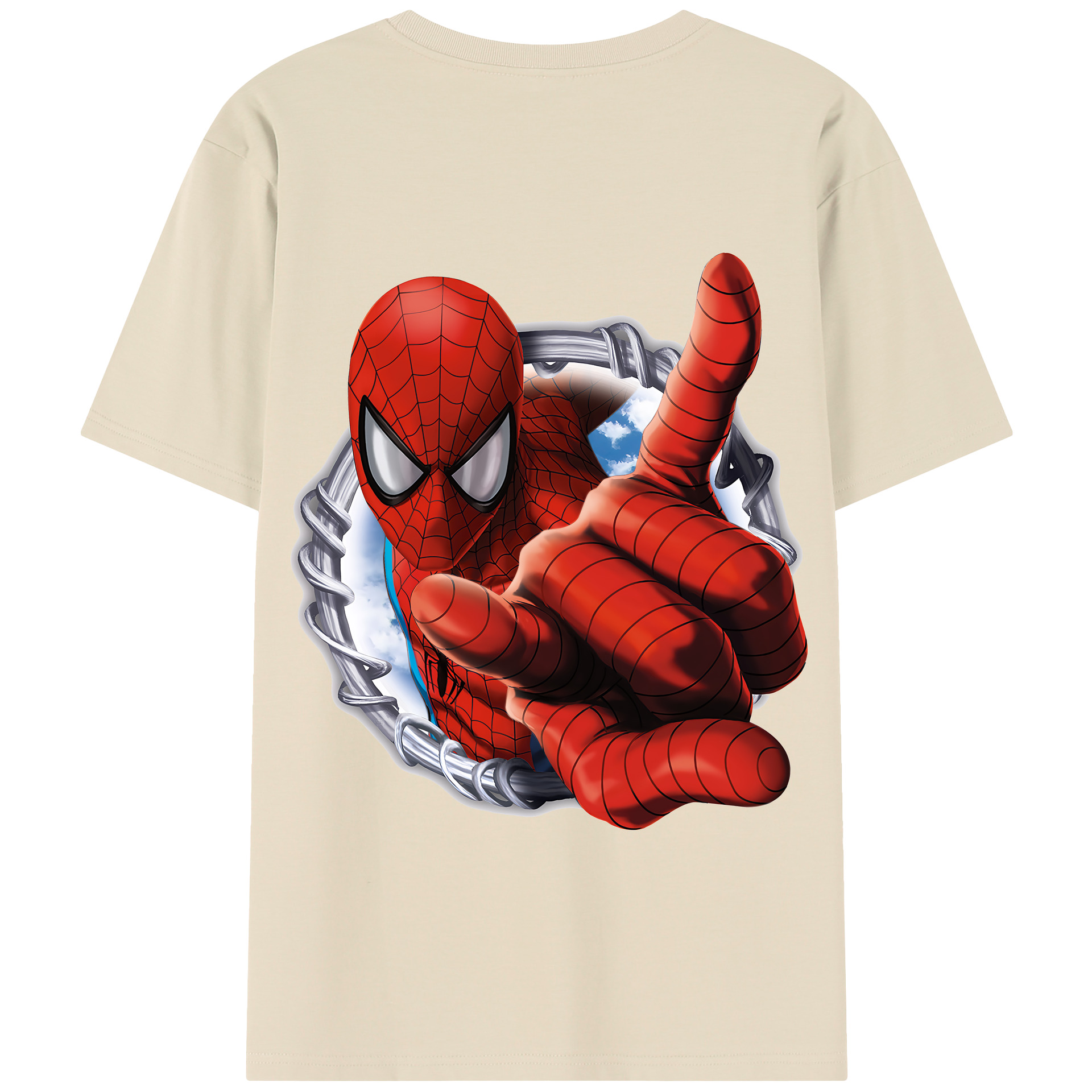 （画像用） Spider Man スパイダーマン 綿100％半袖Tシャツ（背面プリント）