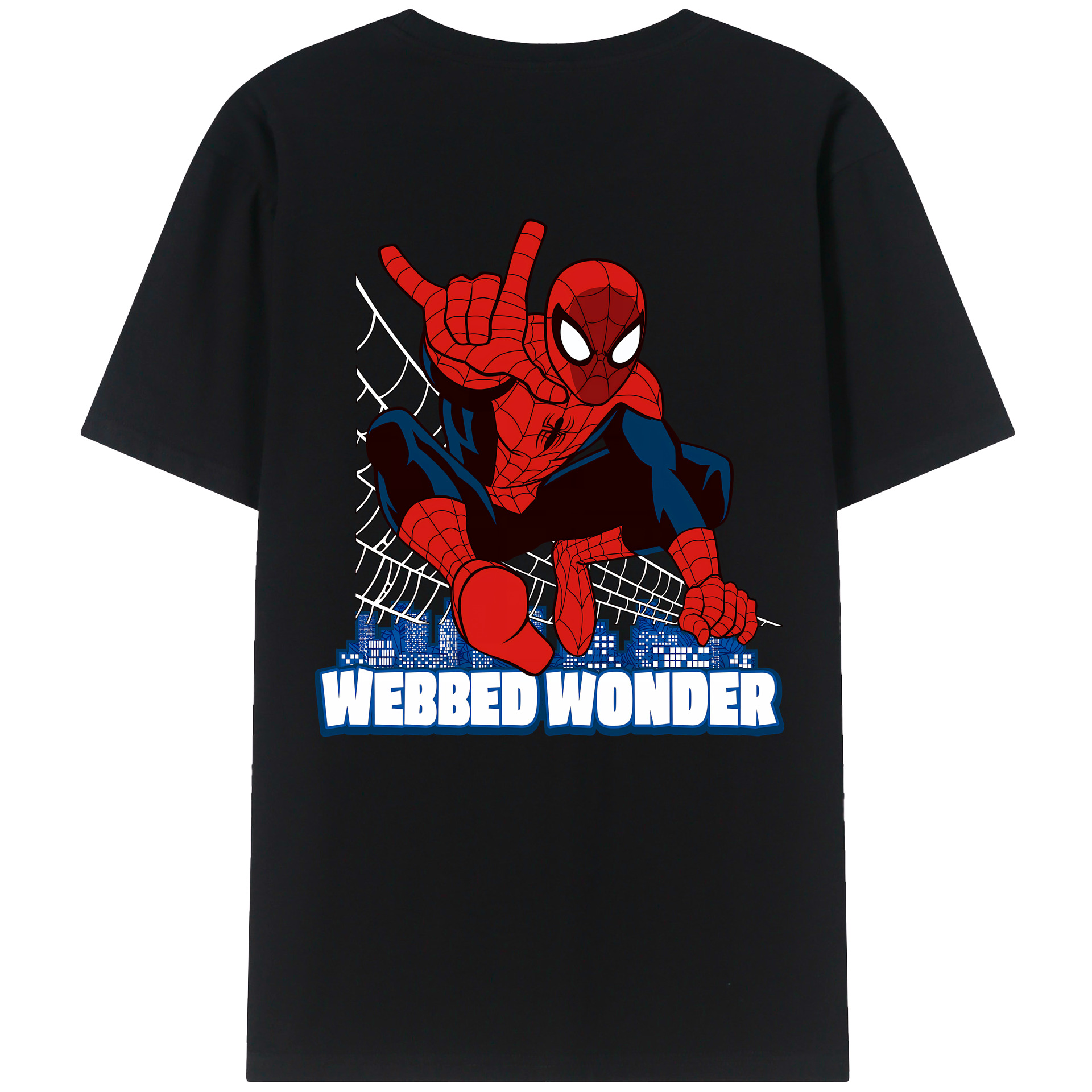 （画像用） Spider Man スパイダーマン 綿100％半袖Tシャツ（背面プリント）