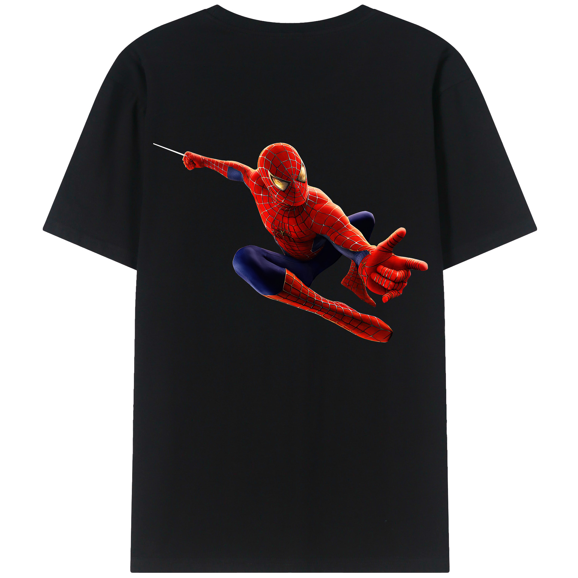 （画像用） Spider Man スパイダーマン 綿100％半袖Tシャツ（背面プリント）