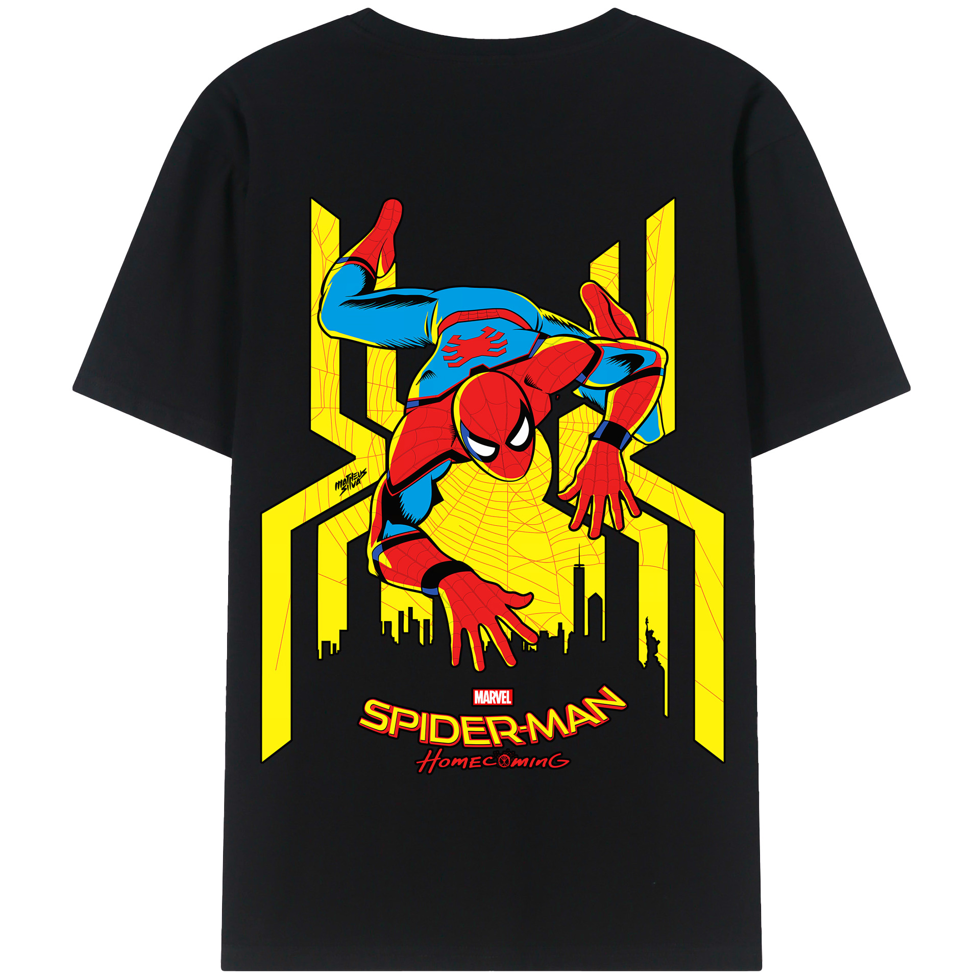（画像用） Spider Man スパイダーマン 綿100％半袖Tシャツ（背面プリント）