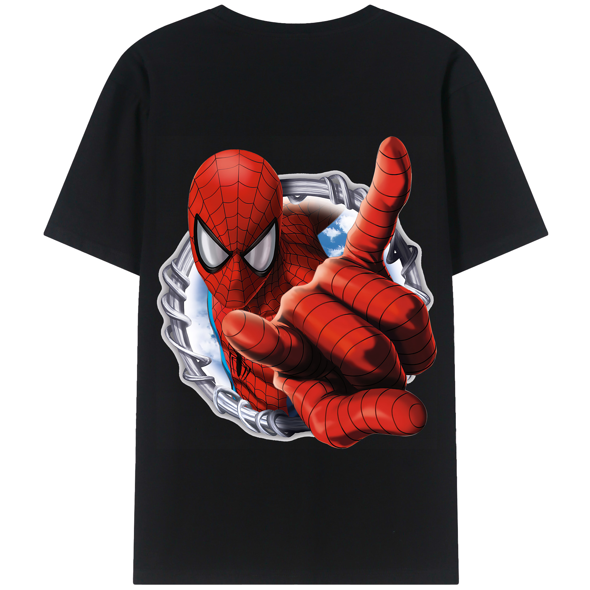 （画像用） Spider Man スパイダーマン 綿100％半袖Tシャツ（背面プリント）