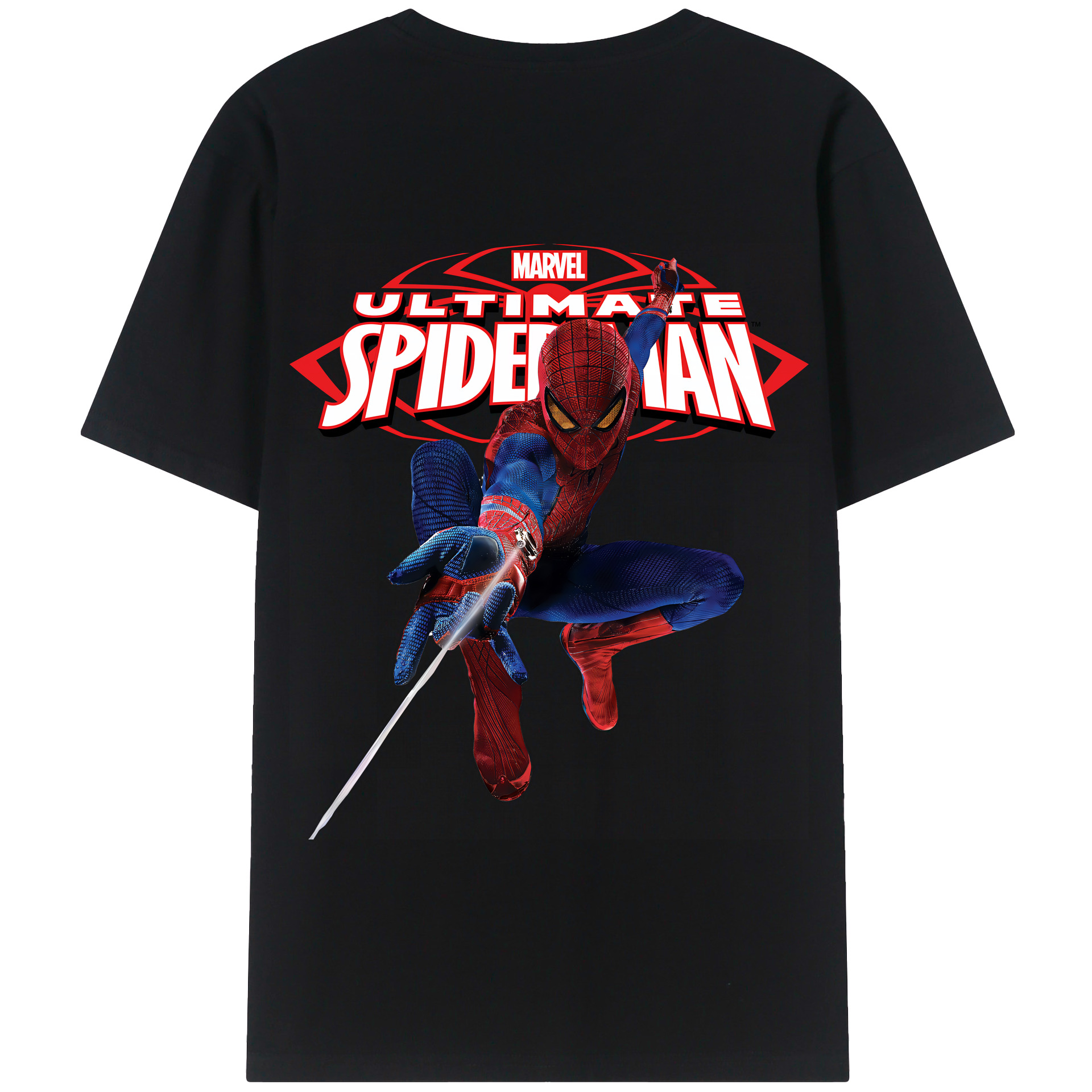 （画像用） Spider Man スパイダーマン 綿100％半袖Tシャツ（背面プリント）