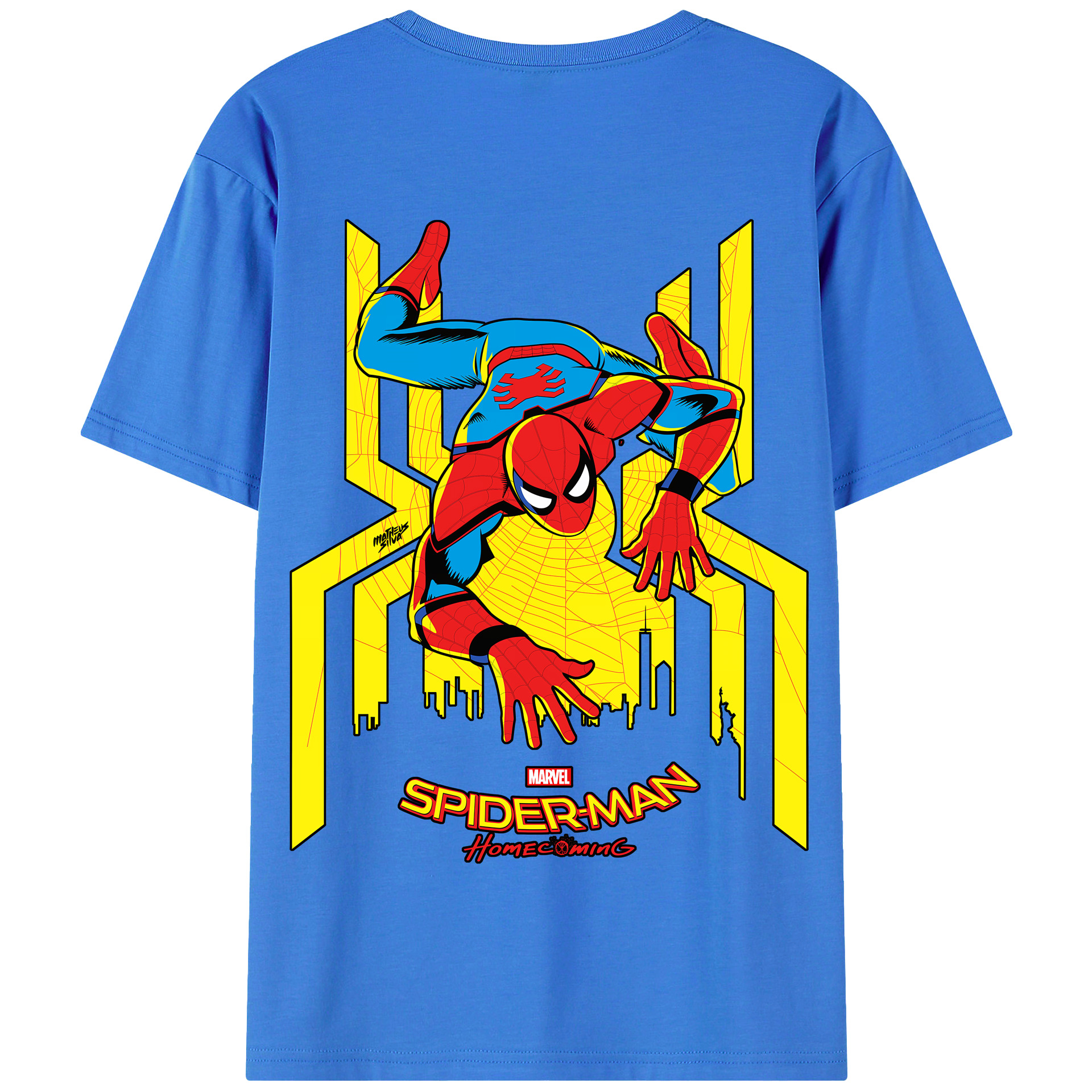 （画像用） Spider Man スパイダーマン 綿100％半袖Tシャツ（背面プリント）