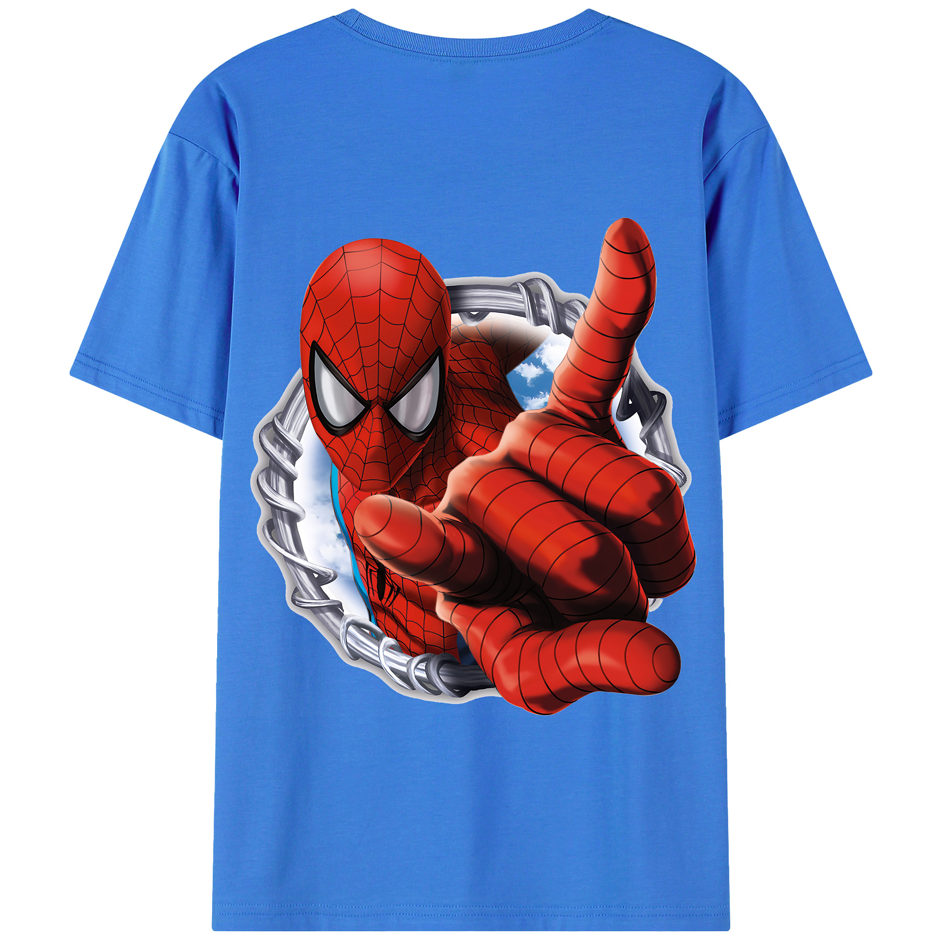 （画像用） Spider Man スパイダーマン 綿100％半袖Tシャツ（背面プリント）