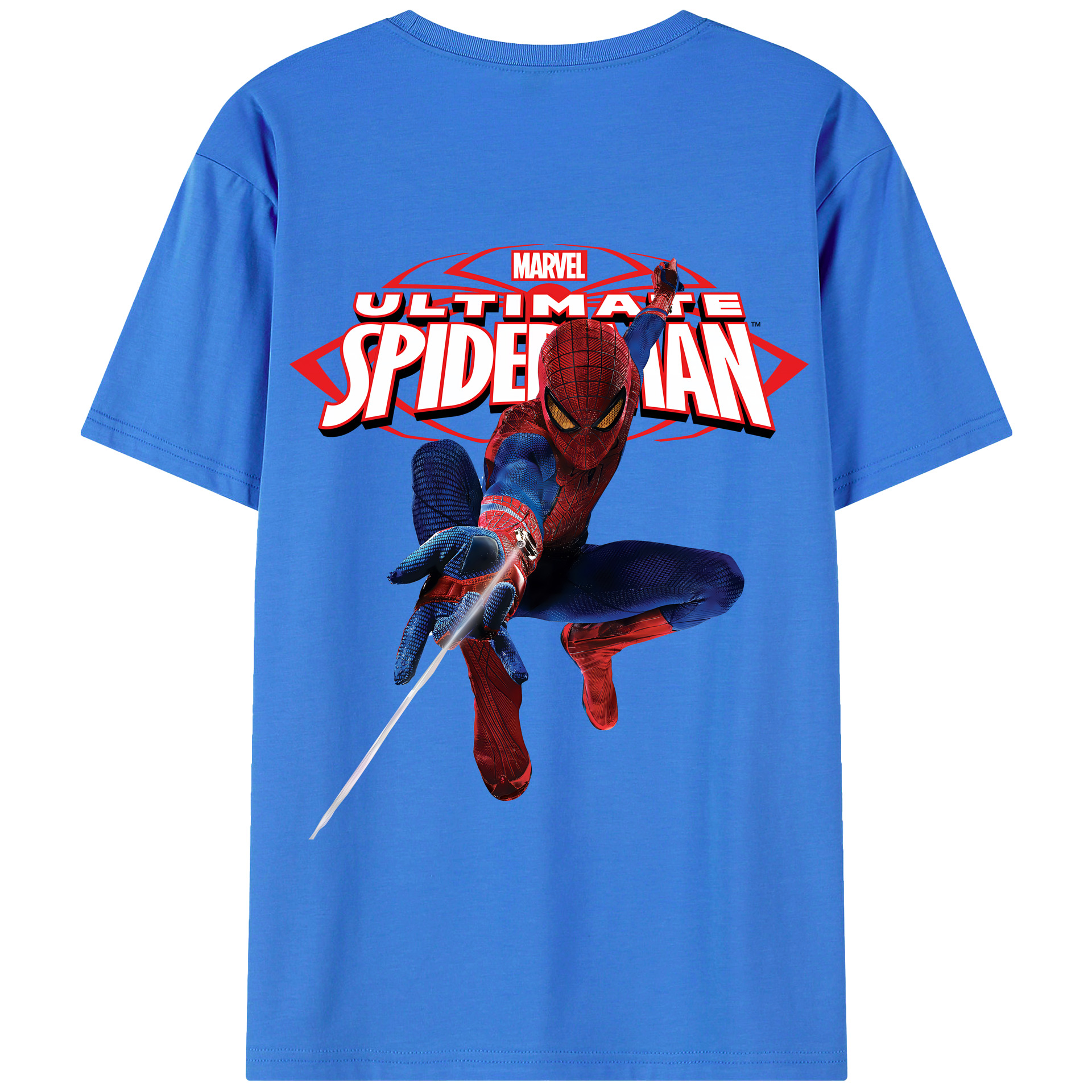 （画像用） Spider Man スパイダーマン 綿100％半袖Tシャツ（背面プリント）