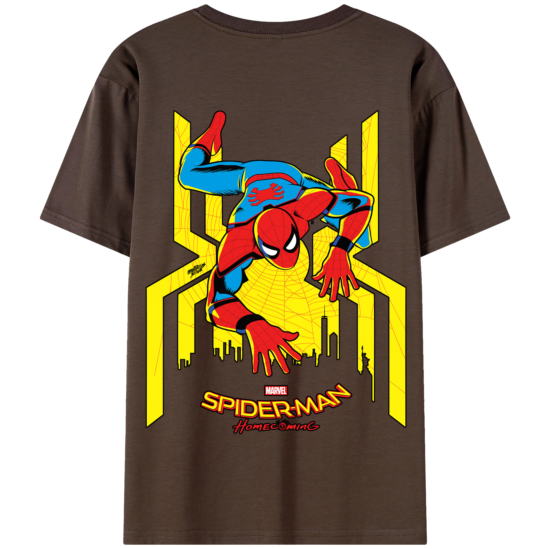 （画像用） Spider Man スパイダーマン 綿100％半袖Tシャツ（背面プリント）