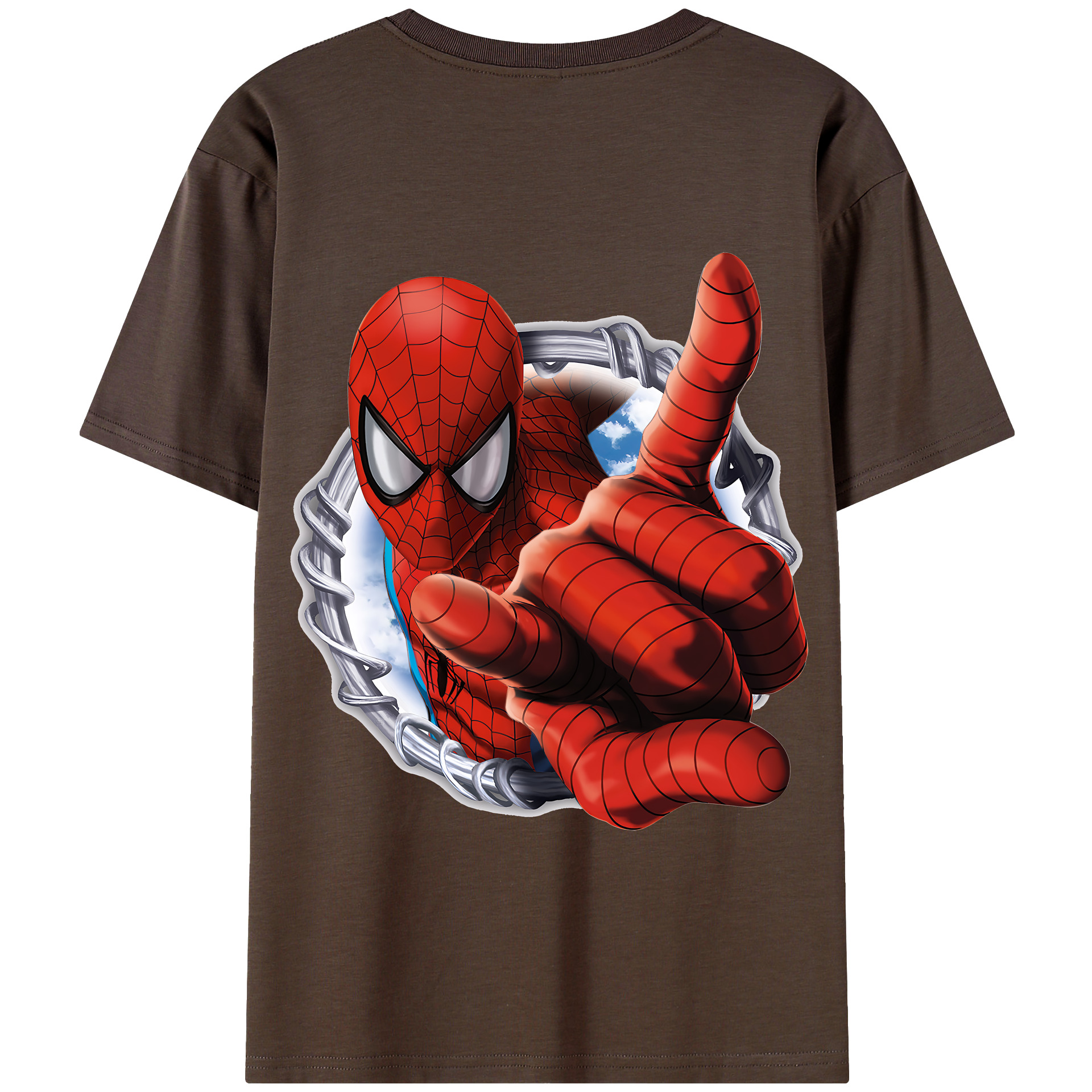 （画像用） Spider Man スパイダーマン 綿100％半袖Tシャツ（背面プリント）