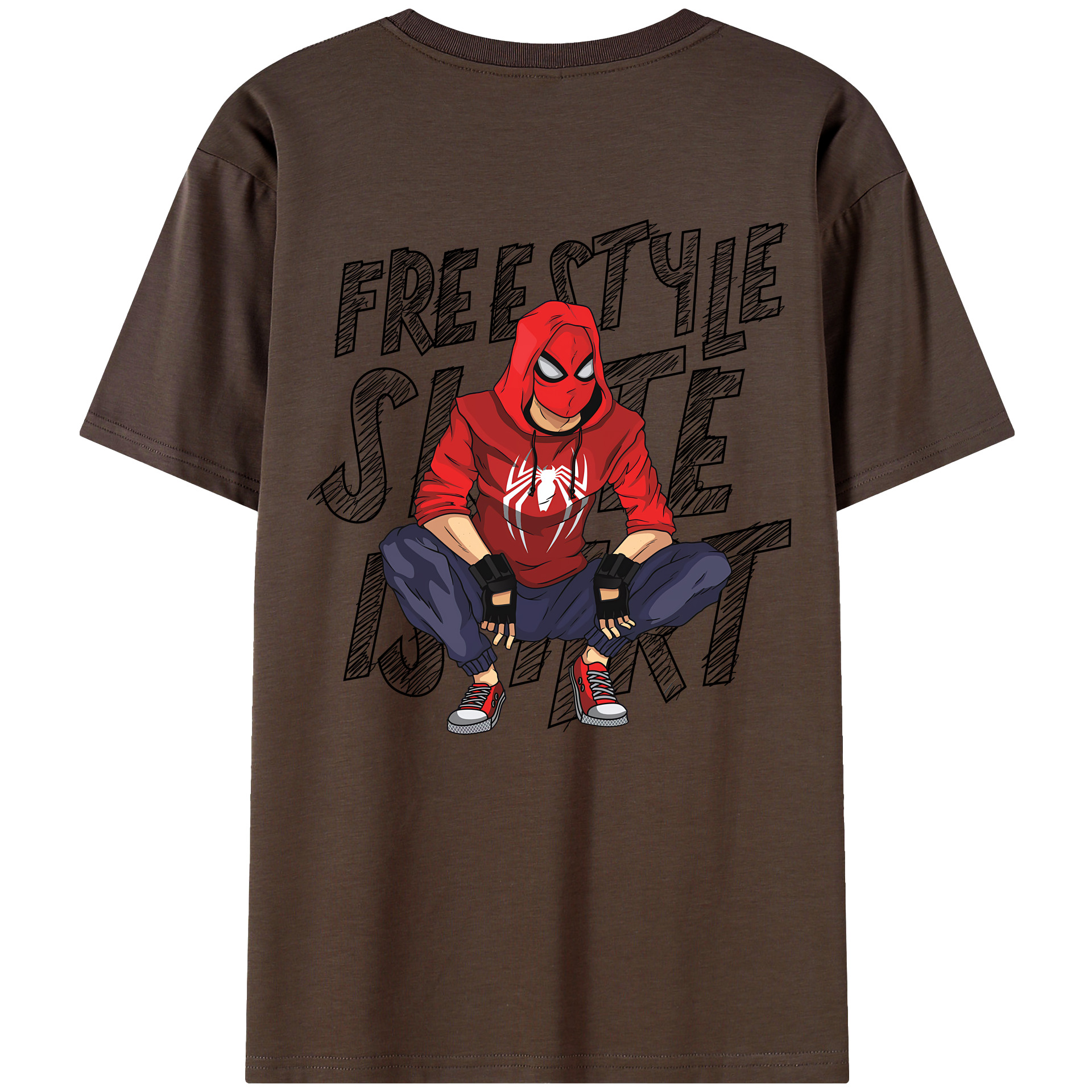 （画像用） Spider Man スパイダーマン 綿100％半袖Tシャツ（背面プリント）