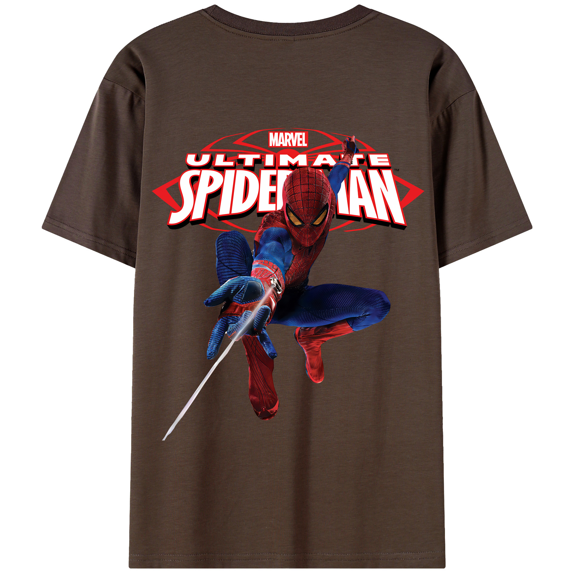 （画像用） Spider Man スパイダーマン 綿100％半袖Tシャツ（背面プリント）