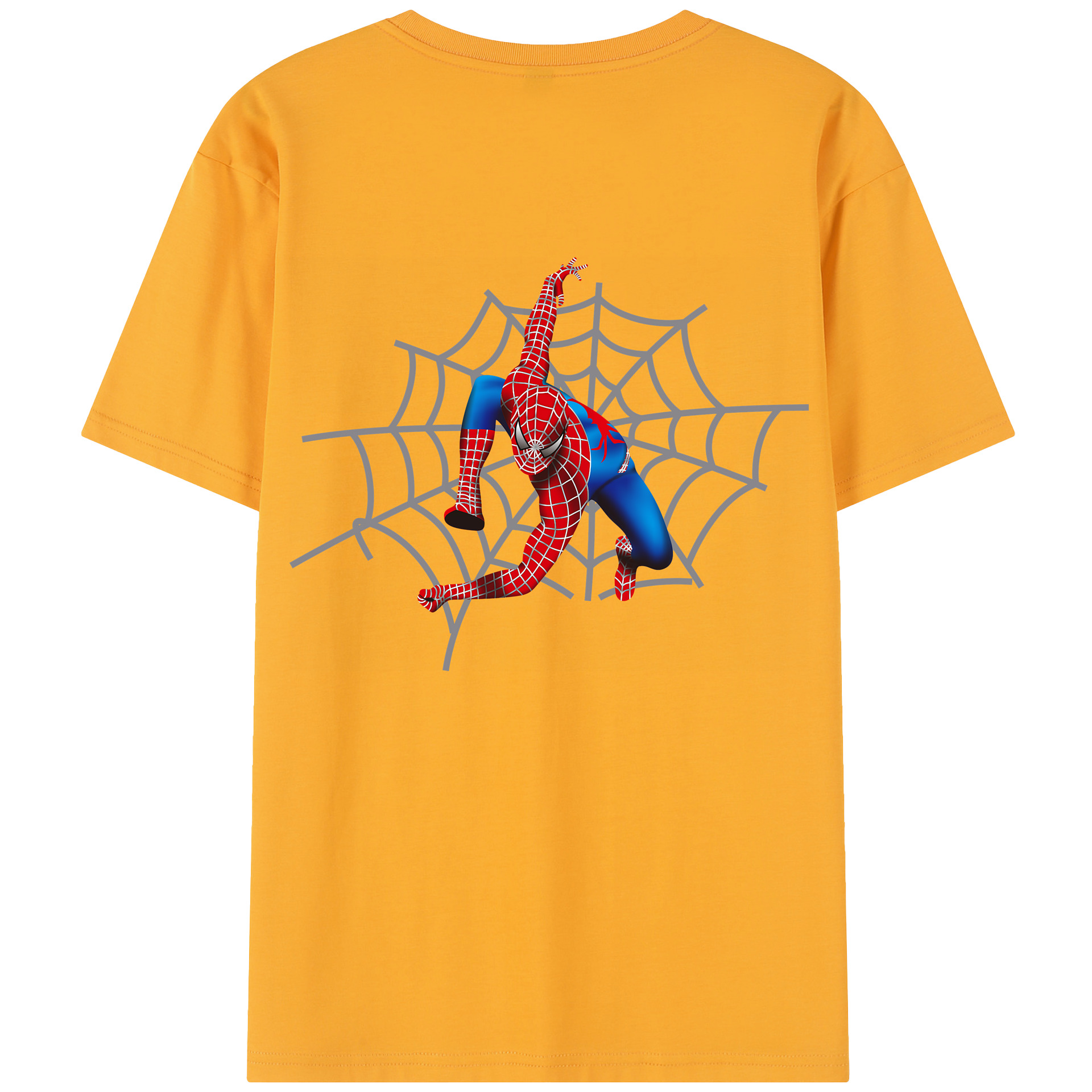 （画像用） Spider Man スパイダーマン 綿100％半袖Tシャツ（背面プリント）