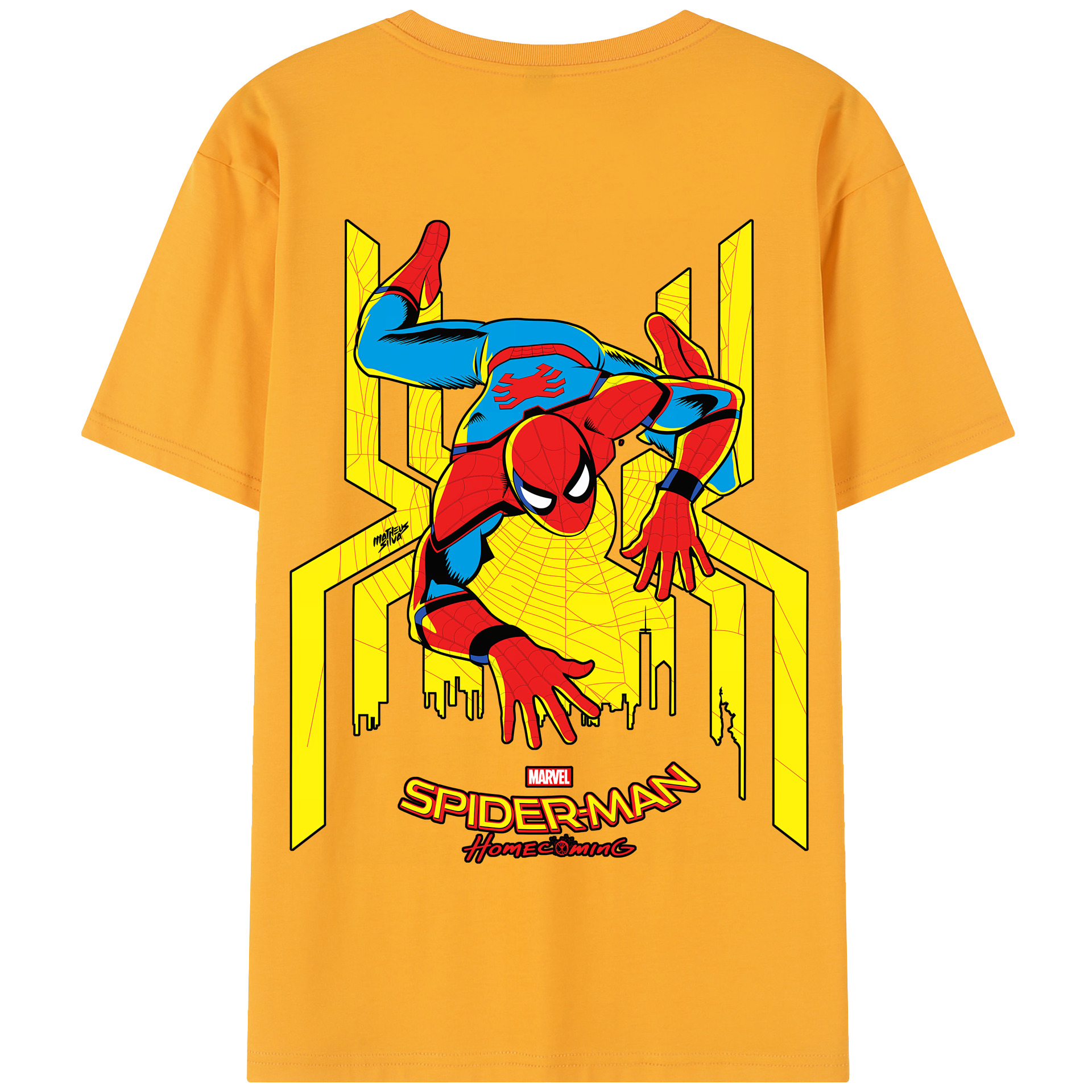 （画像用） Spider Man スパイダーマン 綿100％半袖Tシャツ（背面プリント）