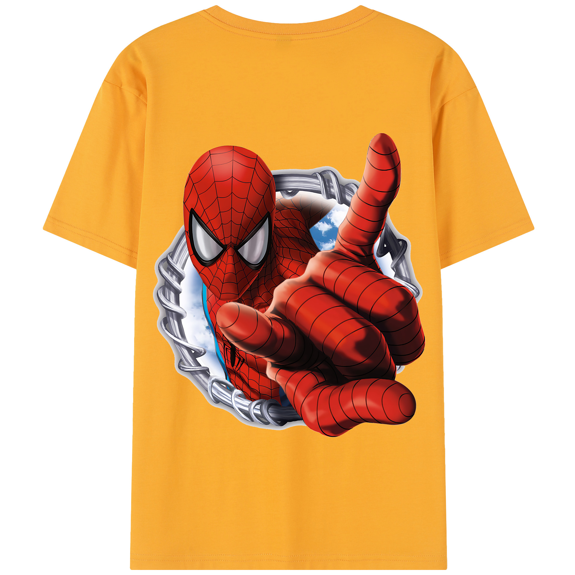 （画像用） Spider Man スパイダーマン 綿100％半袖Tシャツ（背面プリント）