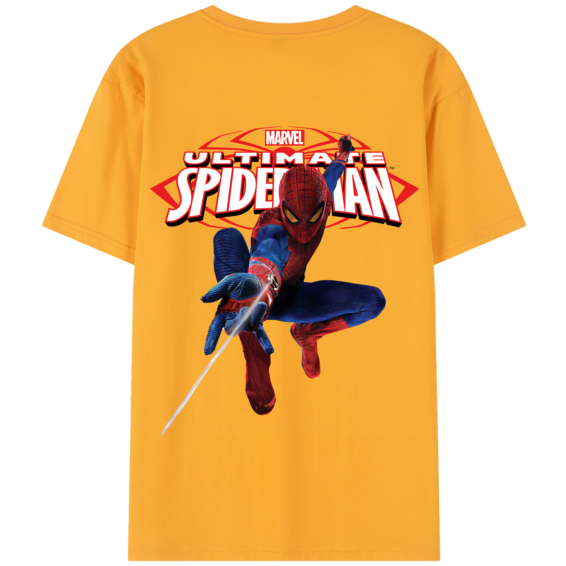 （画像用） Spider Man スパイダーマン 綿100％半袖Tシャツ（背面プリント）