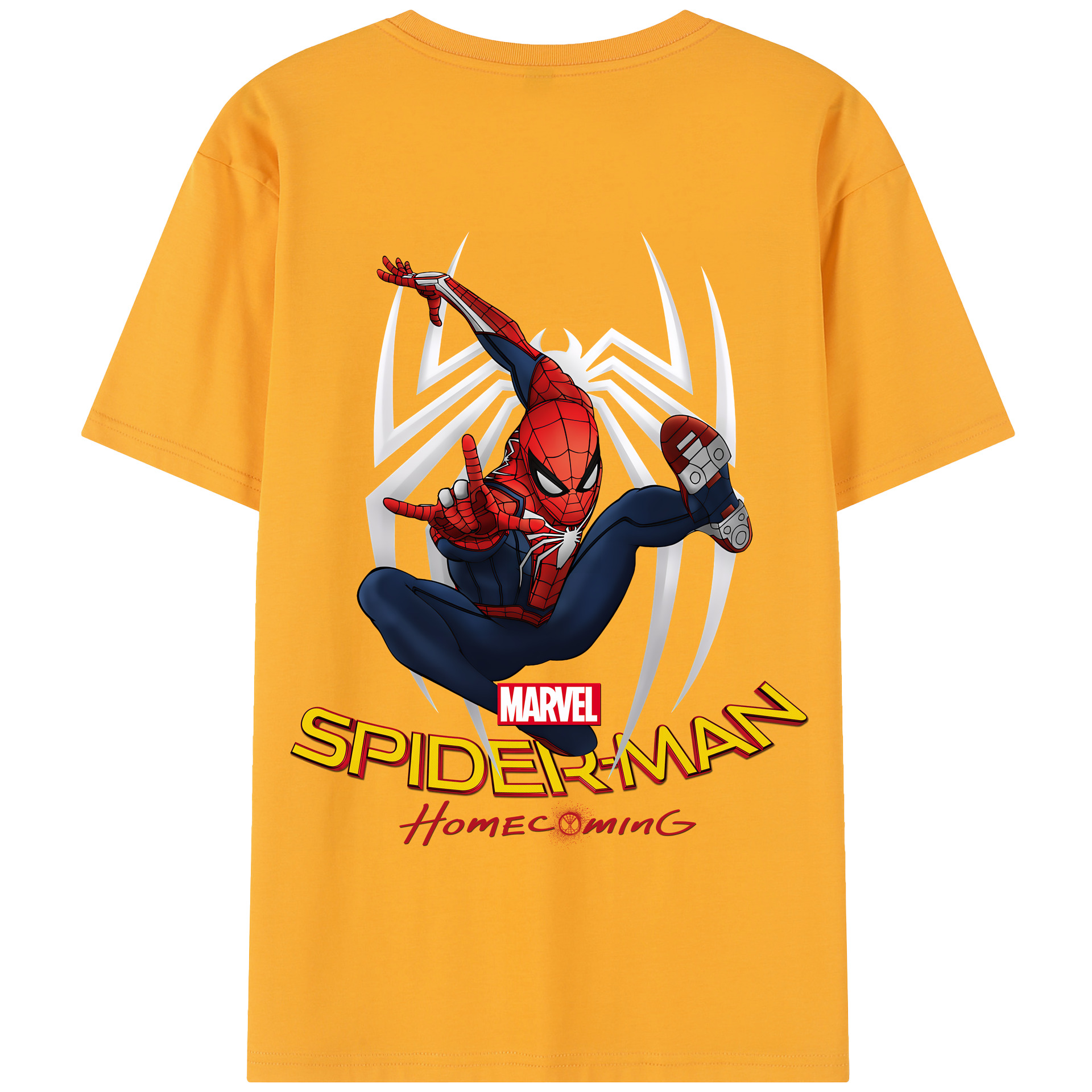 （画像用） Spider Man スパイダーマン 綿100％半袖Tシャツ（背面プリント）