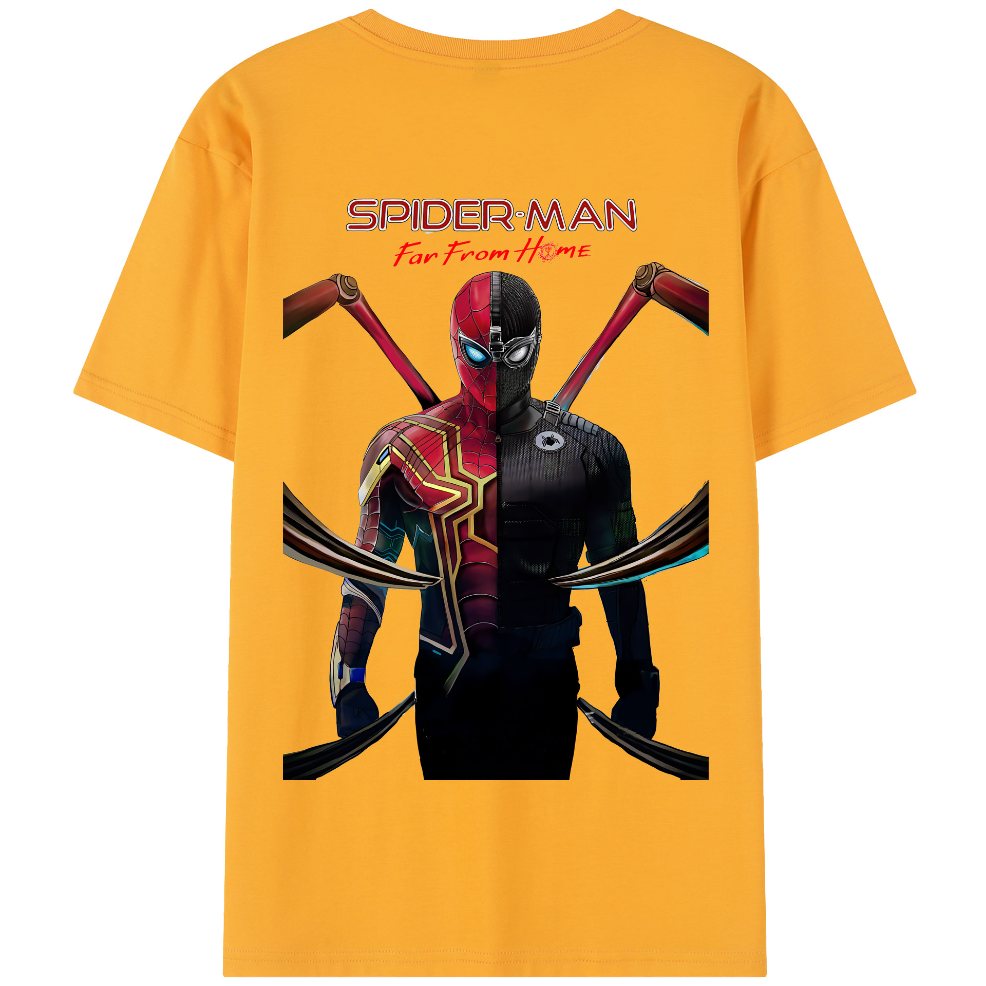 （画像用） Spider Man スパイダーマン 綿100％半袖Tシャツ（背面プリント）