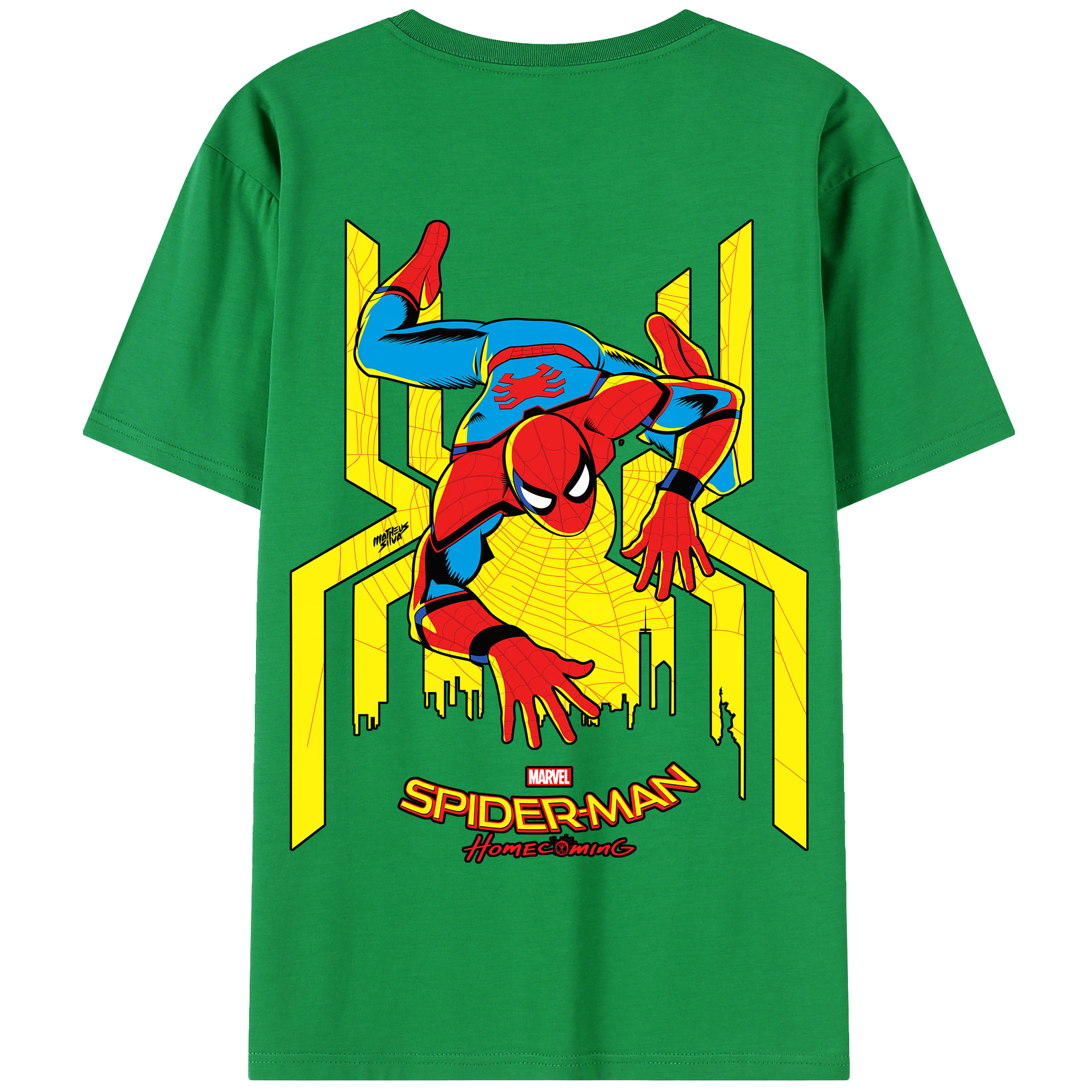 （画像用） Spider Man スパイダーマン 綿100％半袖Tシャツ（背面プリント）