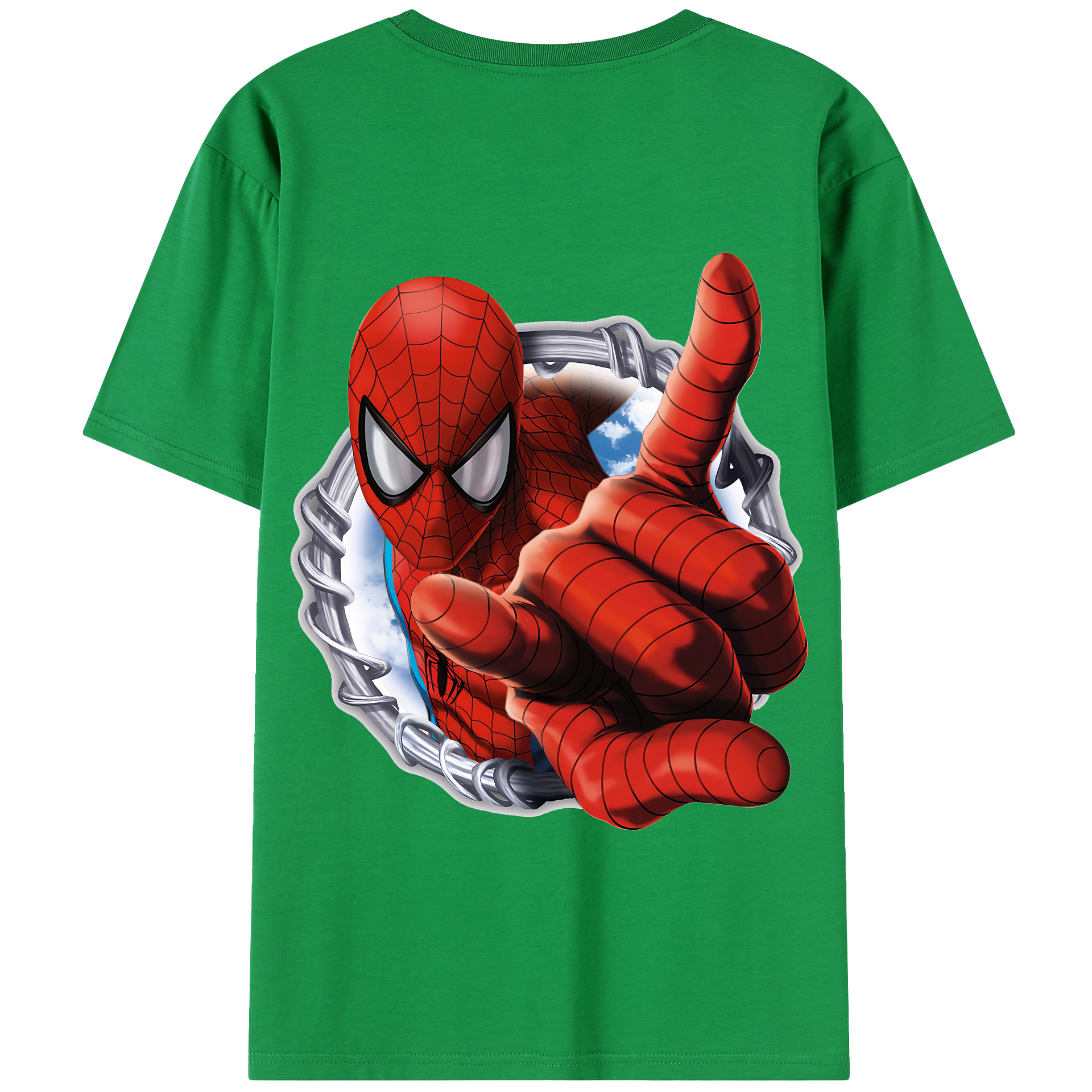 （画像用） Spider Man スパイダーマン 綿100％半袖Tシャツ（背面プリント）