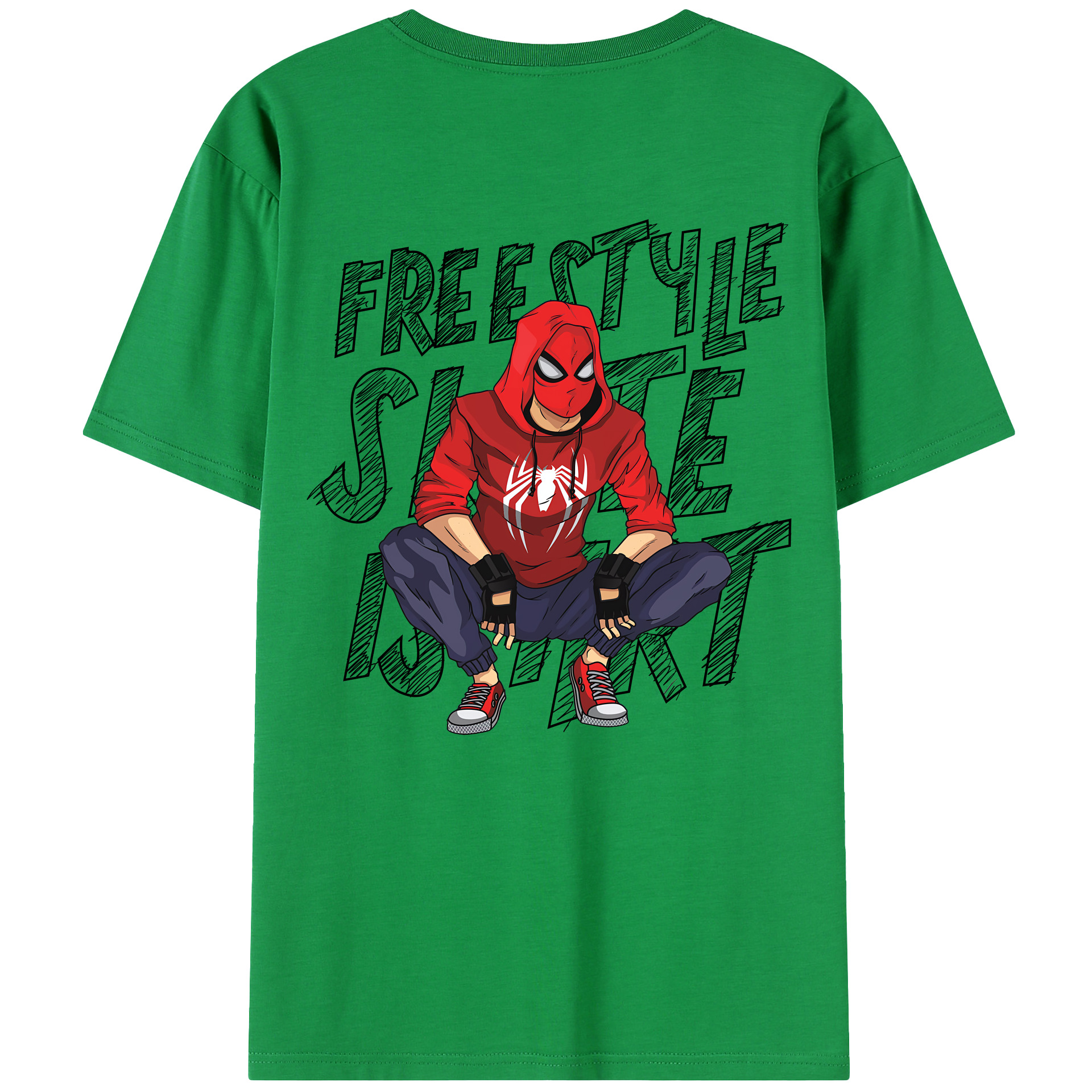 （画像用） Spider Man スパイダーマン 綿100％半袖Tシャツ（背面プリント）