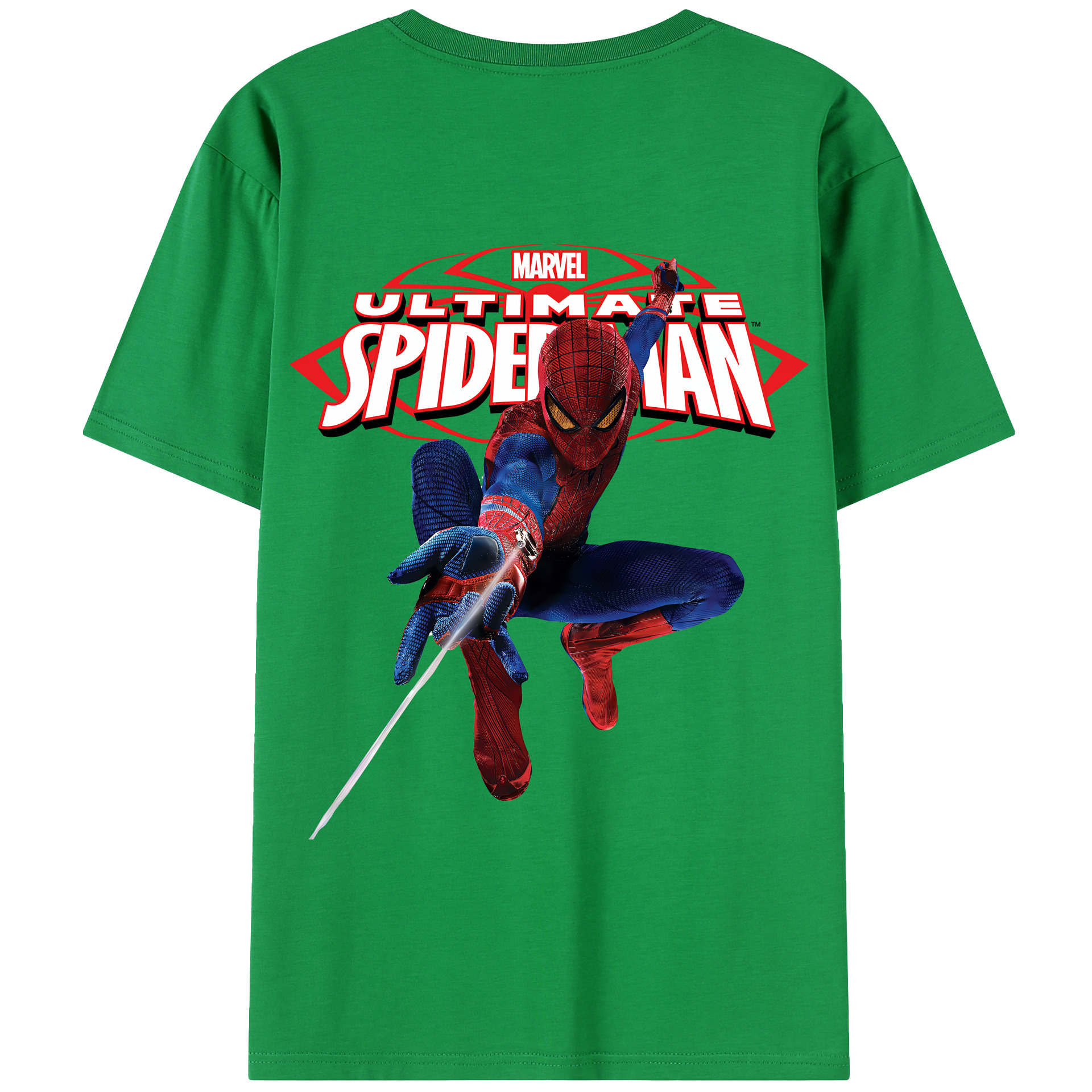 （画像用） Spider Man スパイダーマン 綿100％半袖Tシャツ（背面プリント）