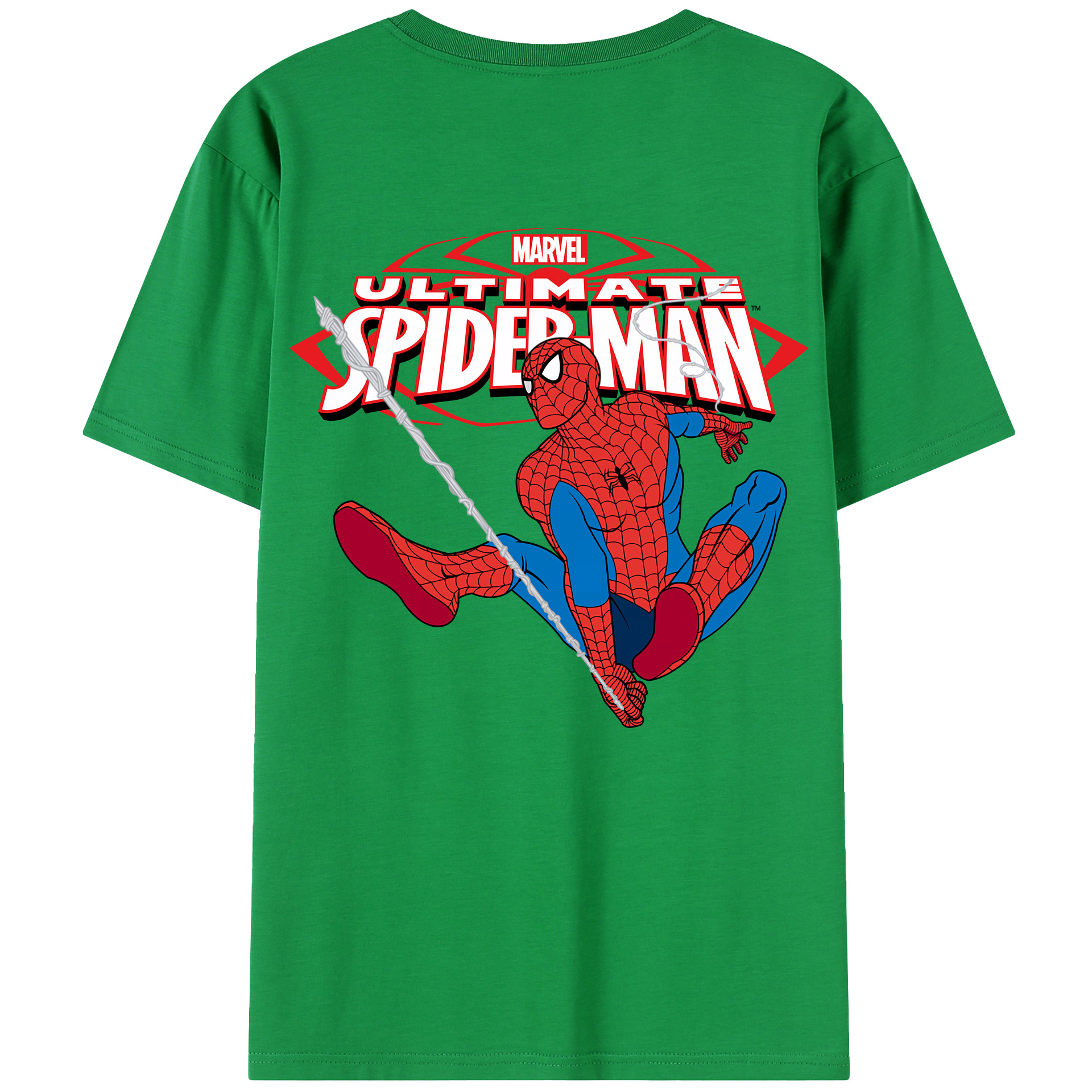 （画像用） Spider Man スパイダーマン 綿100％半袖Tシャツ（背面プリント）
