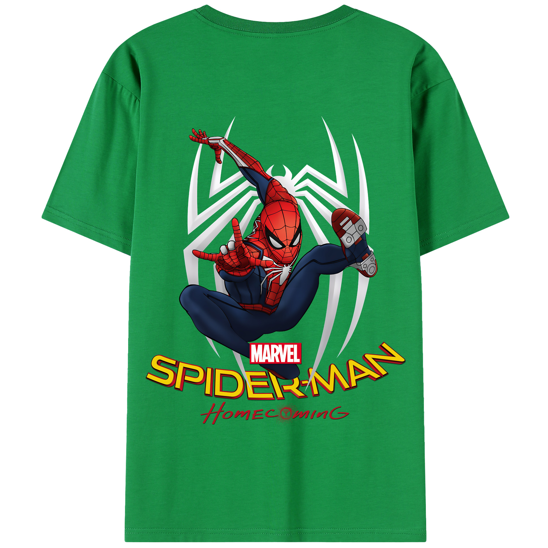 （画像用） Spider Man スパイダーマン 綿100％半袖Tシャツ（背面プリント）